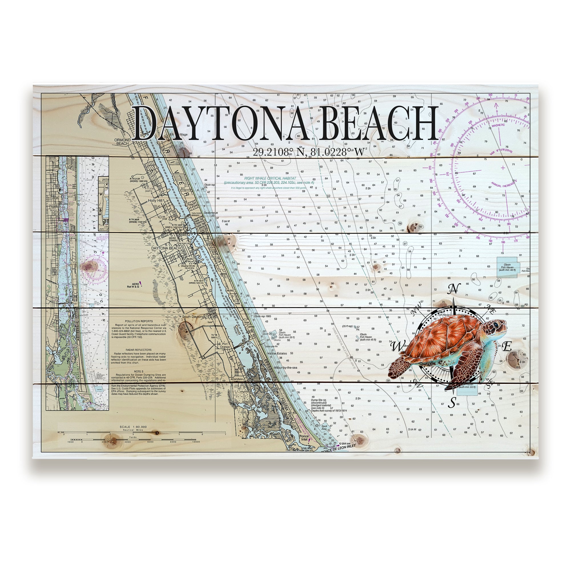 Daytona Beach,  FL - Sea Turtle Pallet Map