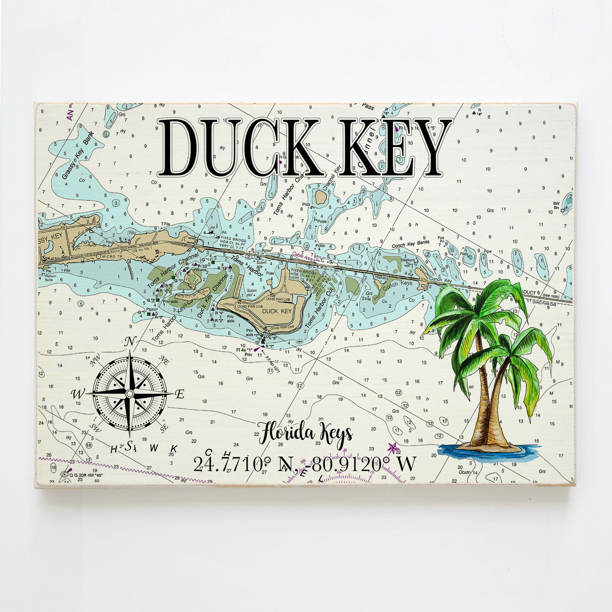 Duck Key, FL   Palm Tree Plank Map