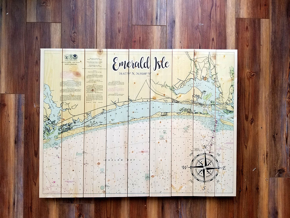 Emerald Isle, NC Statement Sized Pallet Maps