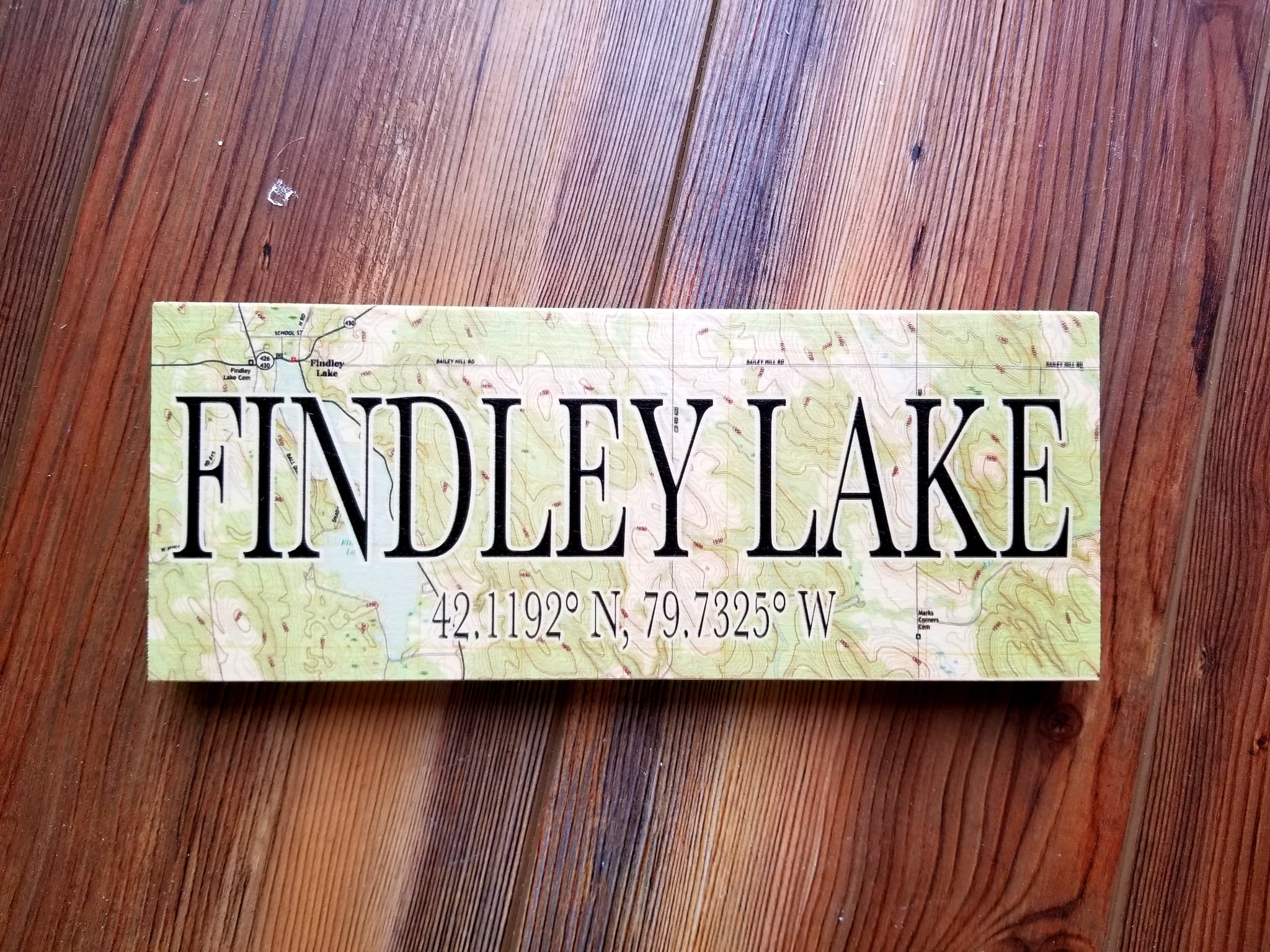 Findley Lake, NY Mini Coordinate Sign