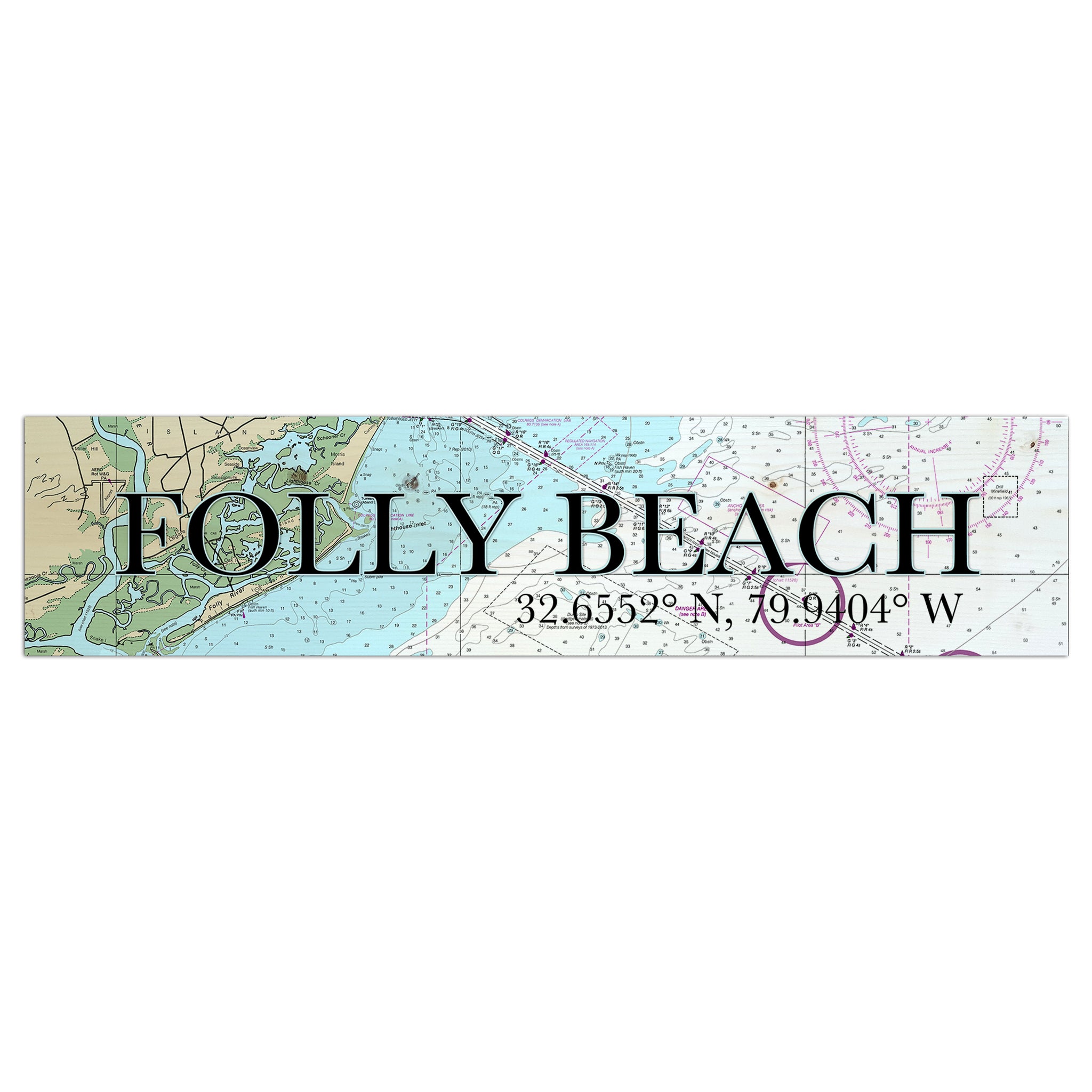 Folly Beach, SC Coordinate Sign