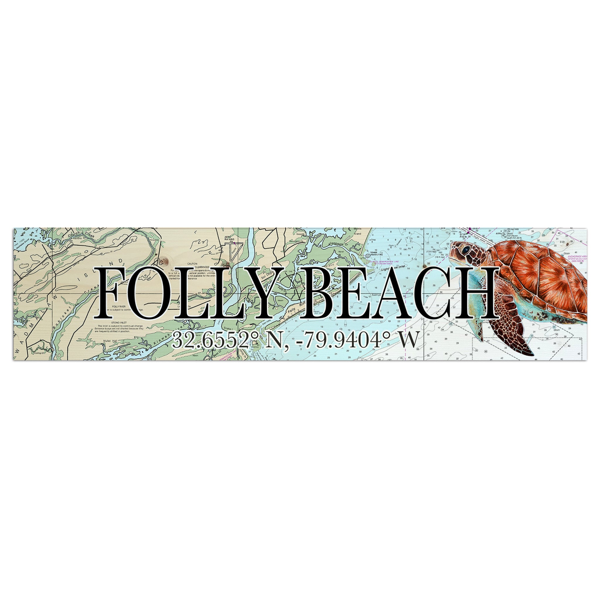 Folly Beach, SC Sea Turtle Coordinate Sign
