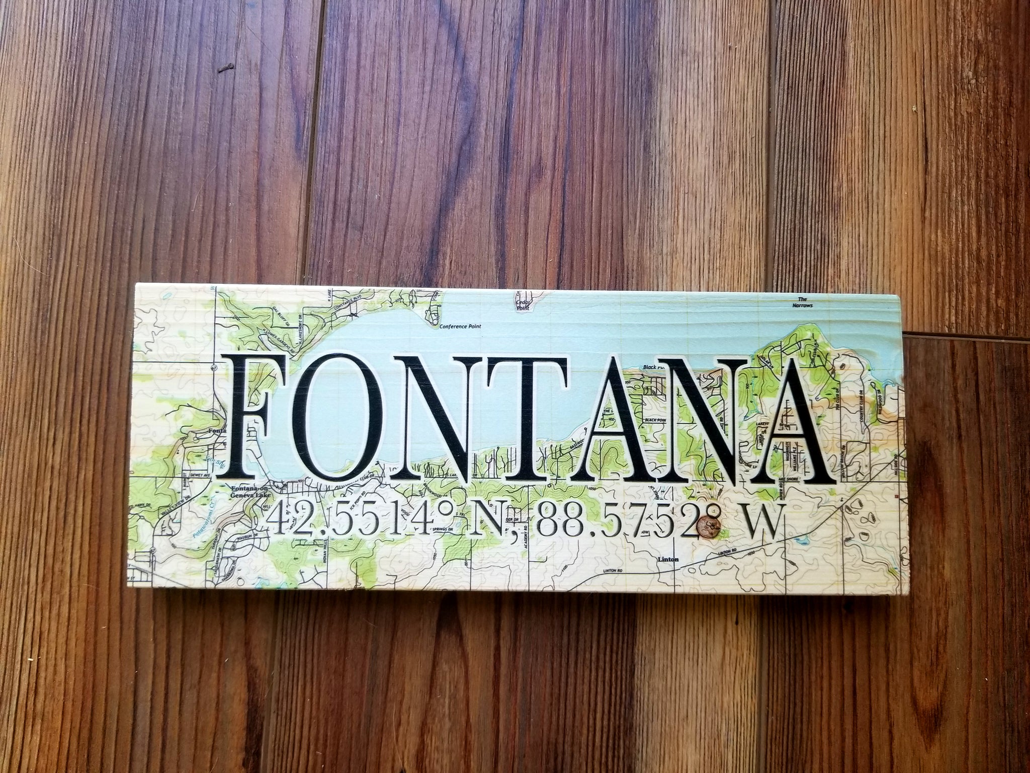 Fontana, WI Mini Coordinate Sign