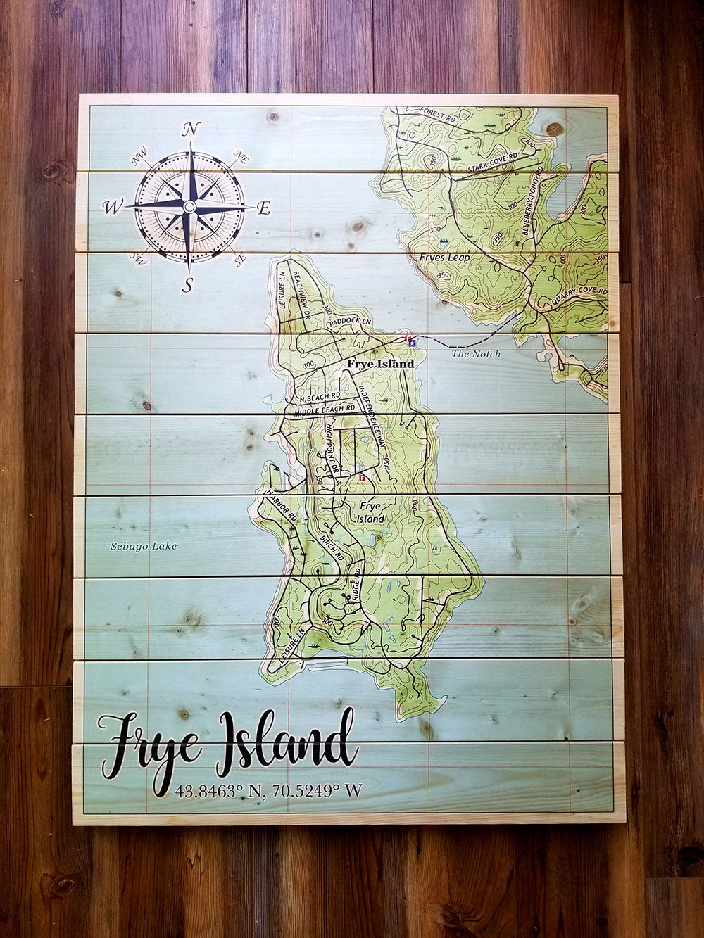 Frye Island, ME Statement Sized Pallet Map