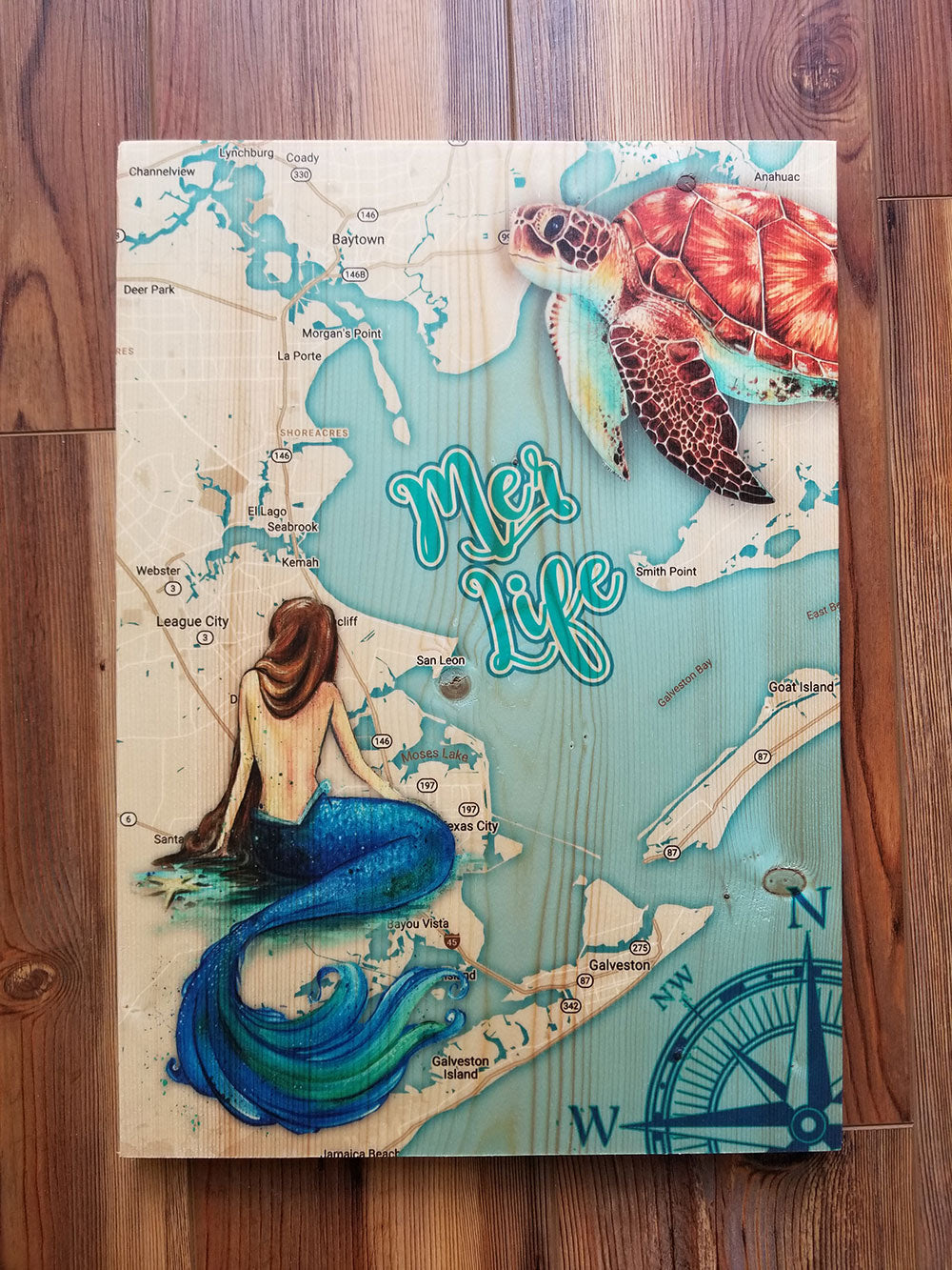 Galveston Bay, TX Mermaid Life Plank
