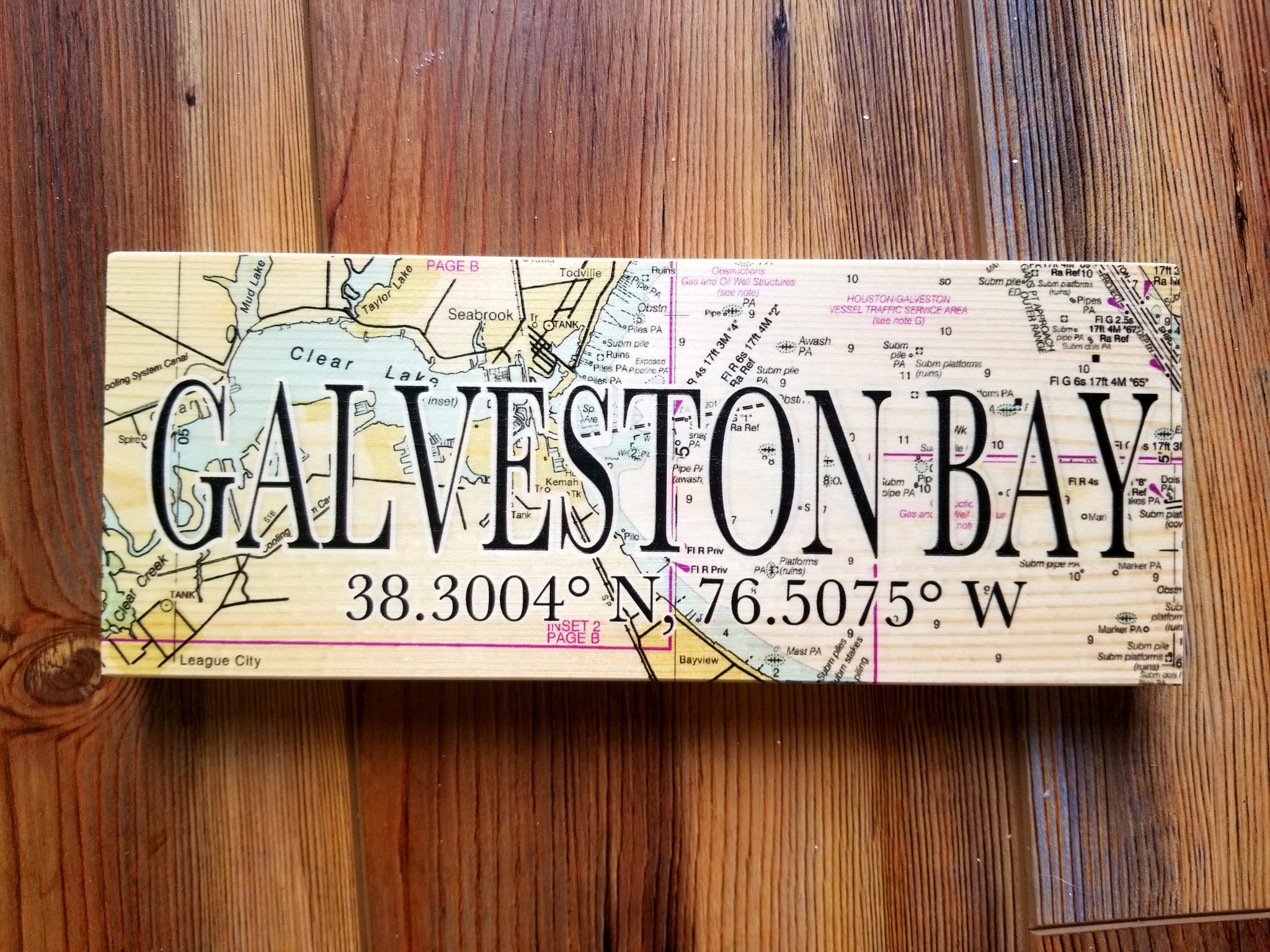 Galveston Bay, TX Mini Coordinate Sign