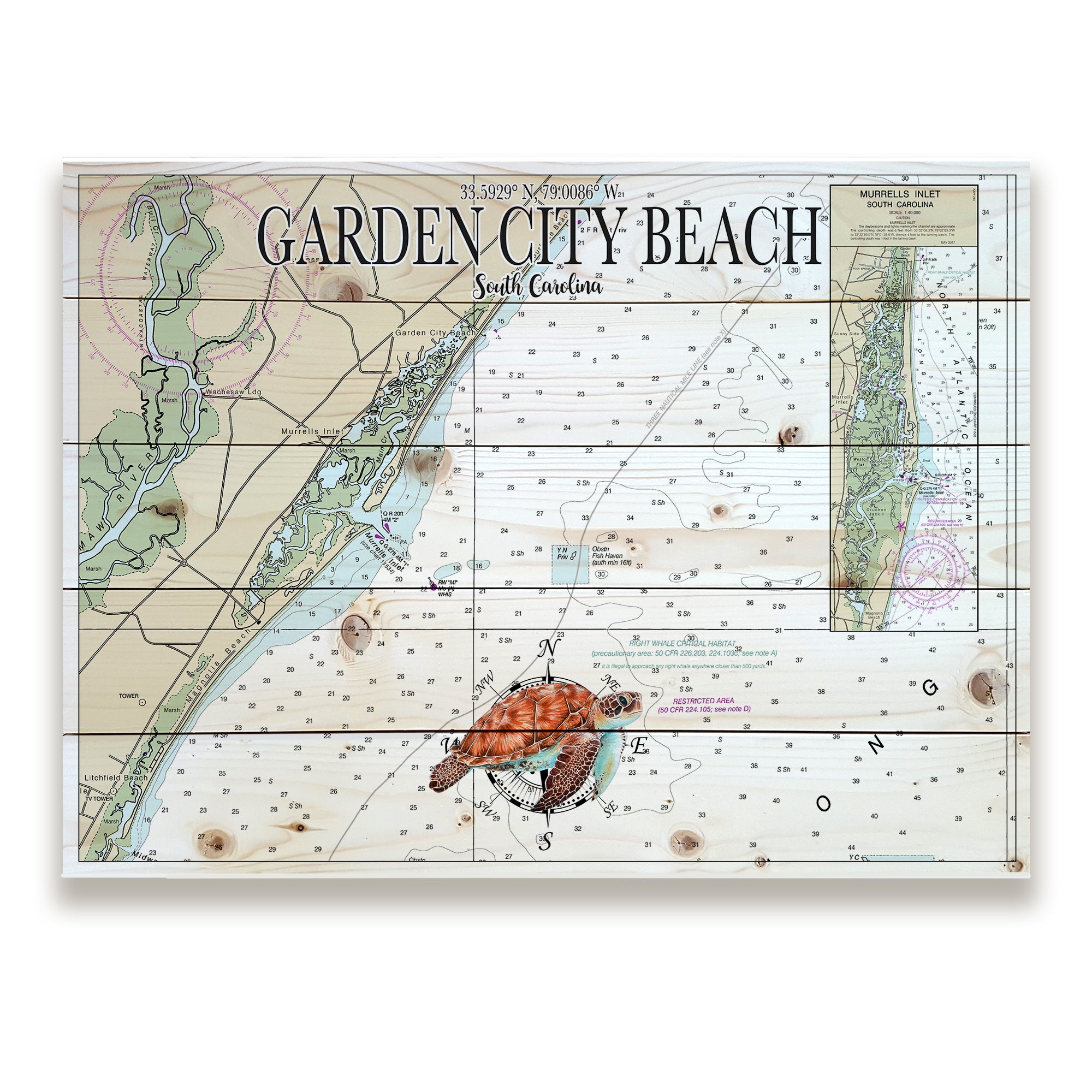 Garden City Beach, SC - Sea Turtle Pallet Map