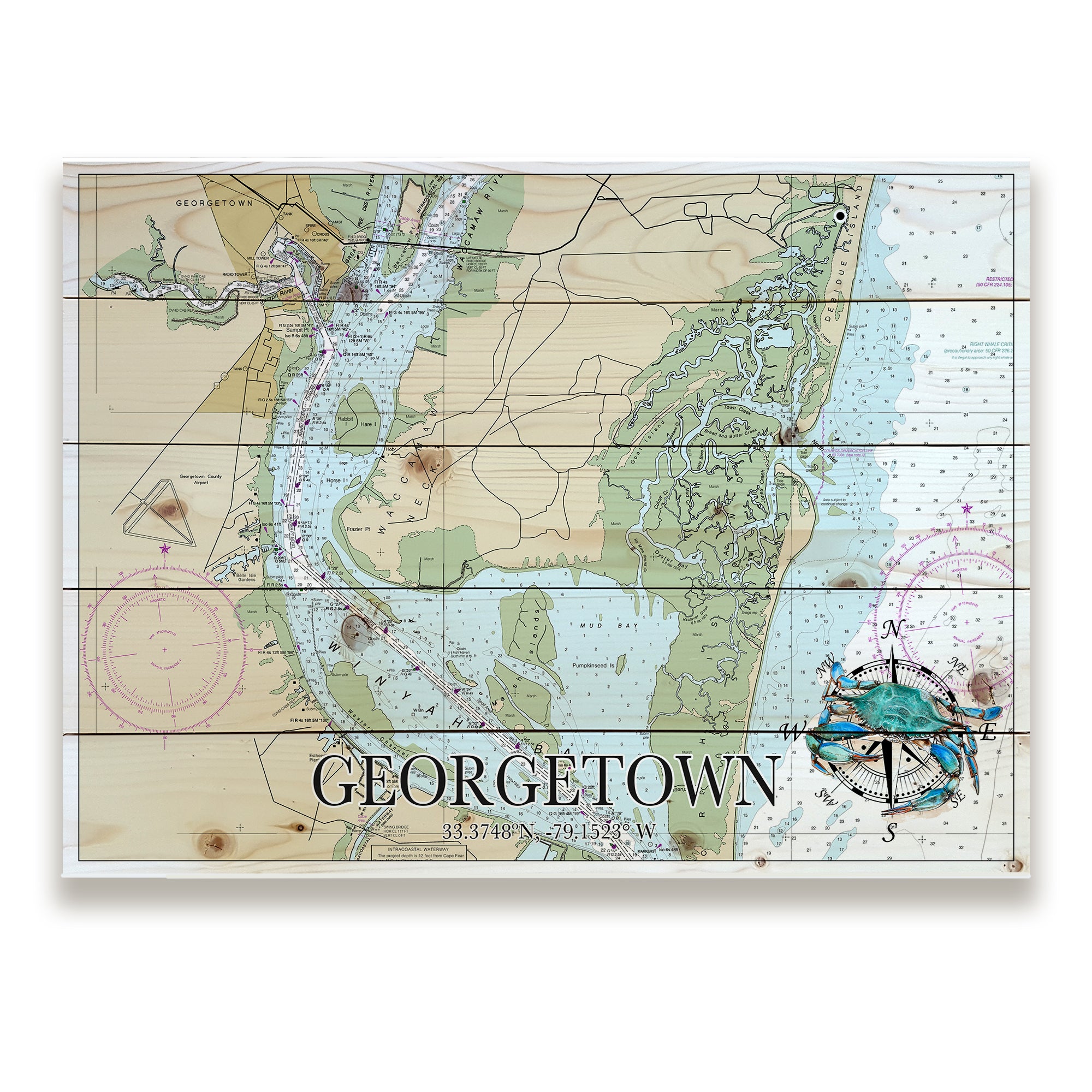 Georgetown, SC - Blue Crab Pallet Map