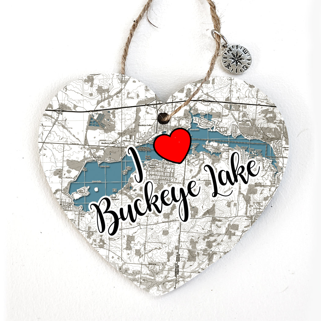 Buckeye Lake, OH Heart Map Ornament
