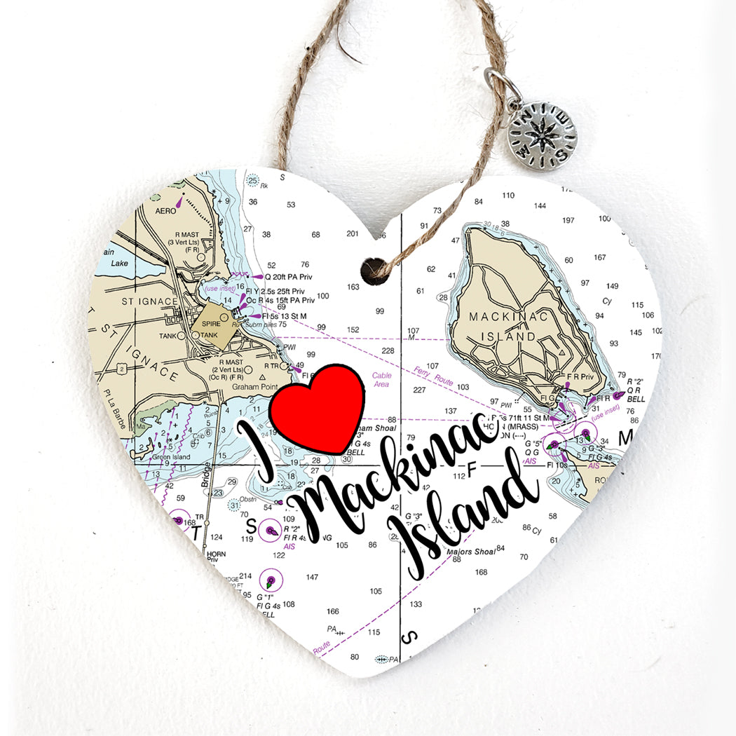 Mackinac Island, MI Heart Map Ornament