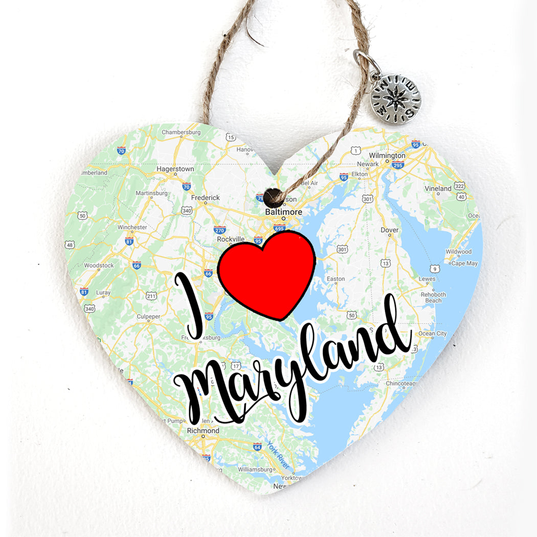 Maryland Heart Map Ornament