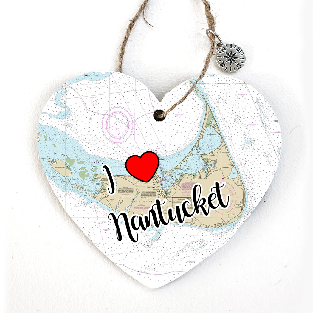 Nantucket Heart Map Ornament