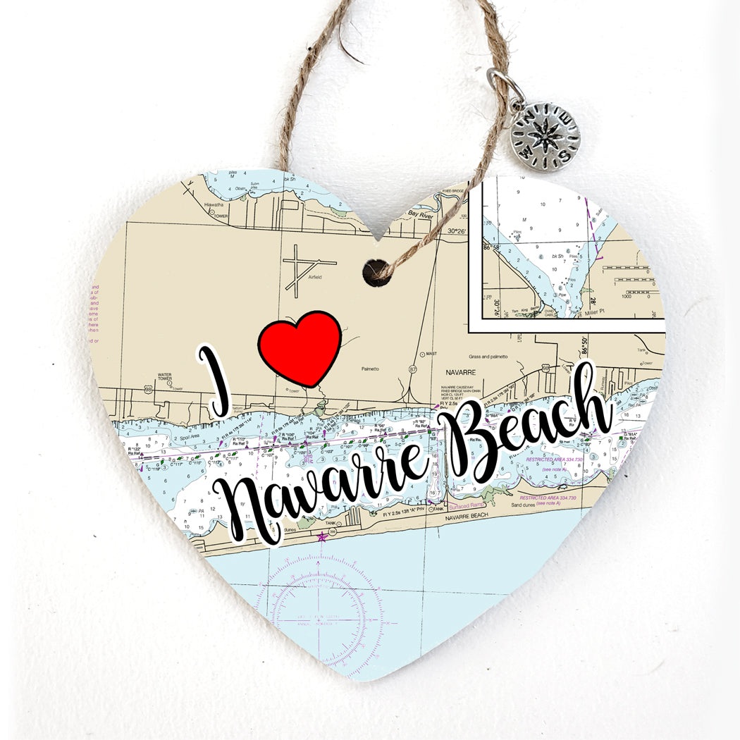 Navarre Beach, FL  Heart Map Ornament