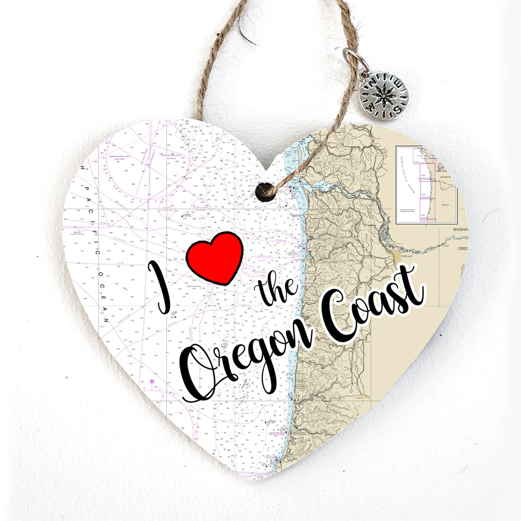 Oregon Coast Heart Map Ornament