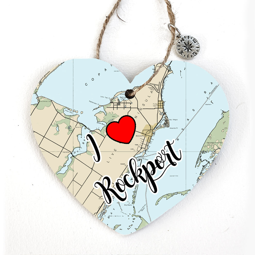 Rockport, TX Heart Map Ornament
