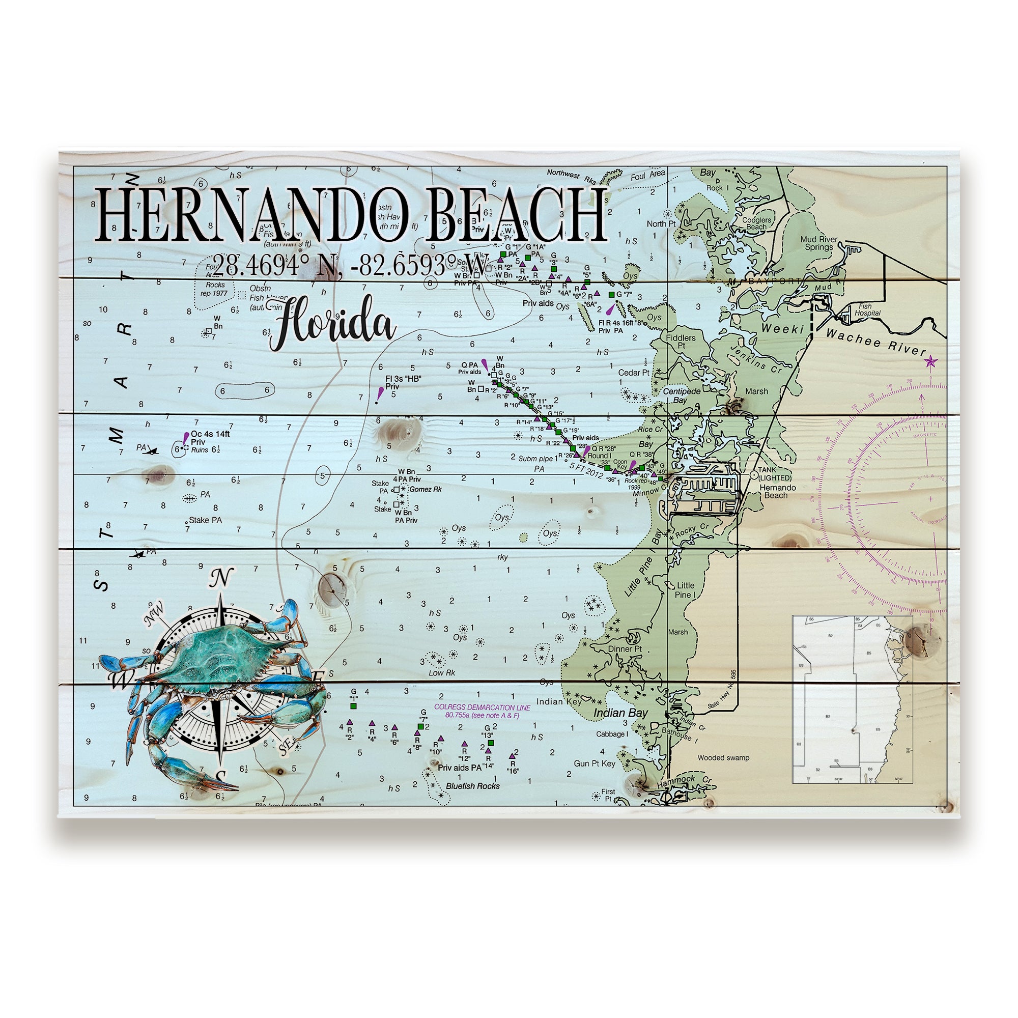 Hernando Beach,  FL- Blue Crab Pallet Map