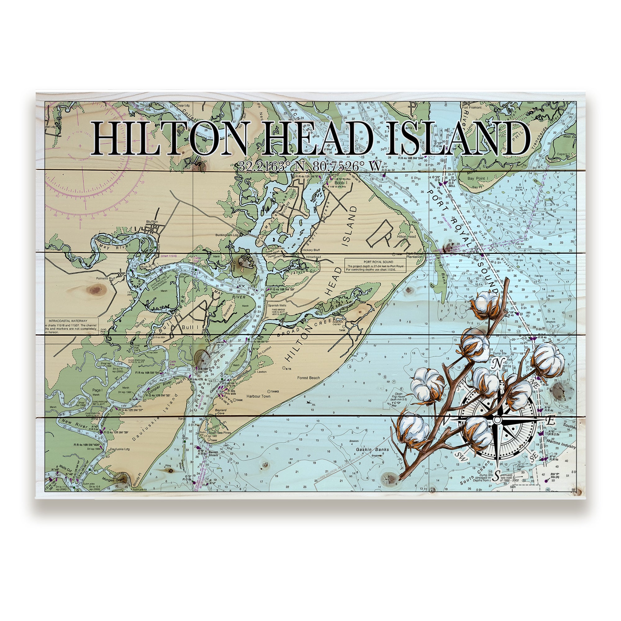 Hilton Head Island, SC- Cotton Pallet Map