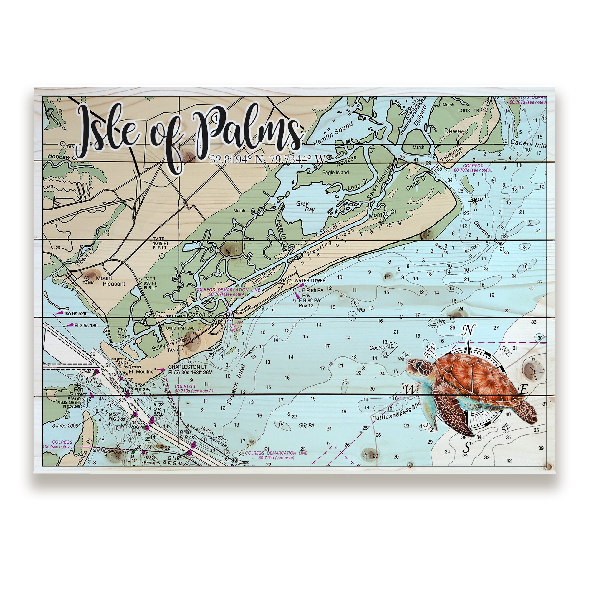 Isle of Palms, SC - Sea Turtle Pallet Map