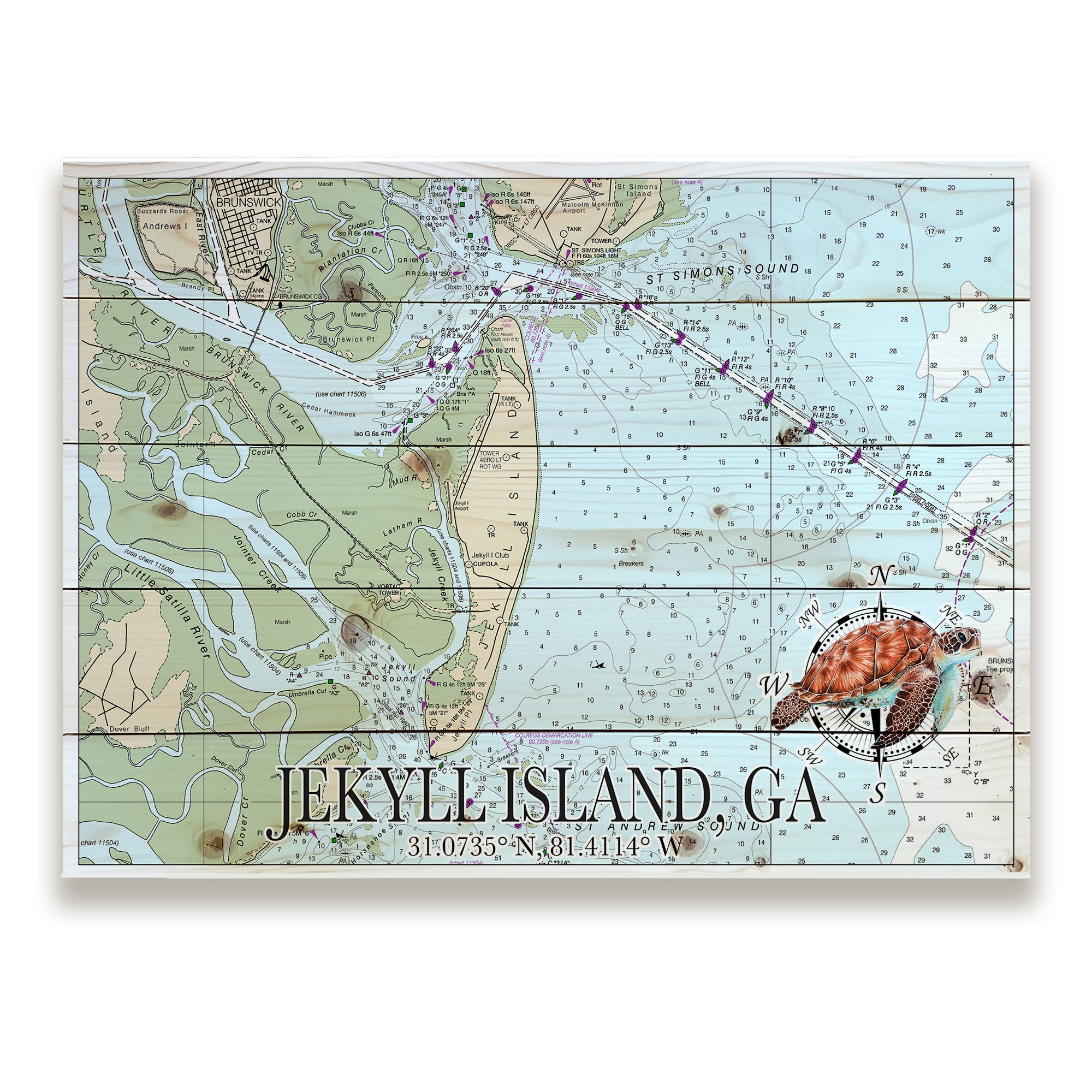 Jekyll Island, GA - Sea Turtle Pallet Map