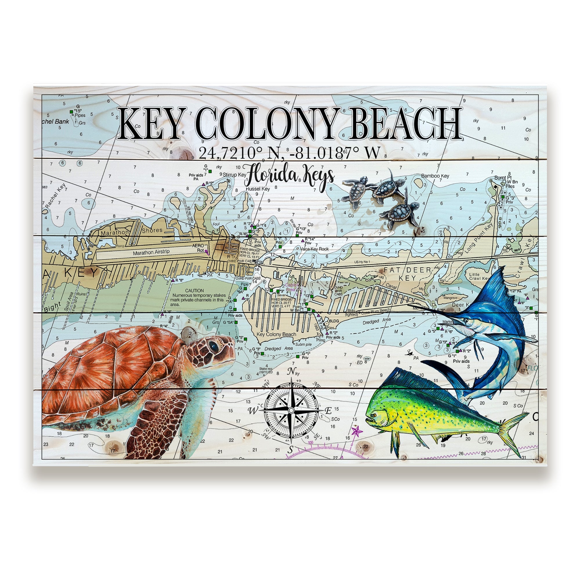 Key Colony Beach,  FL- Ocean Life Pallet Map
