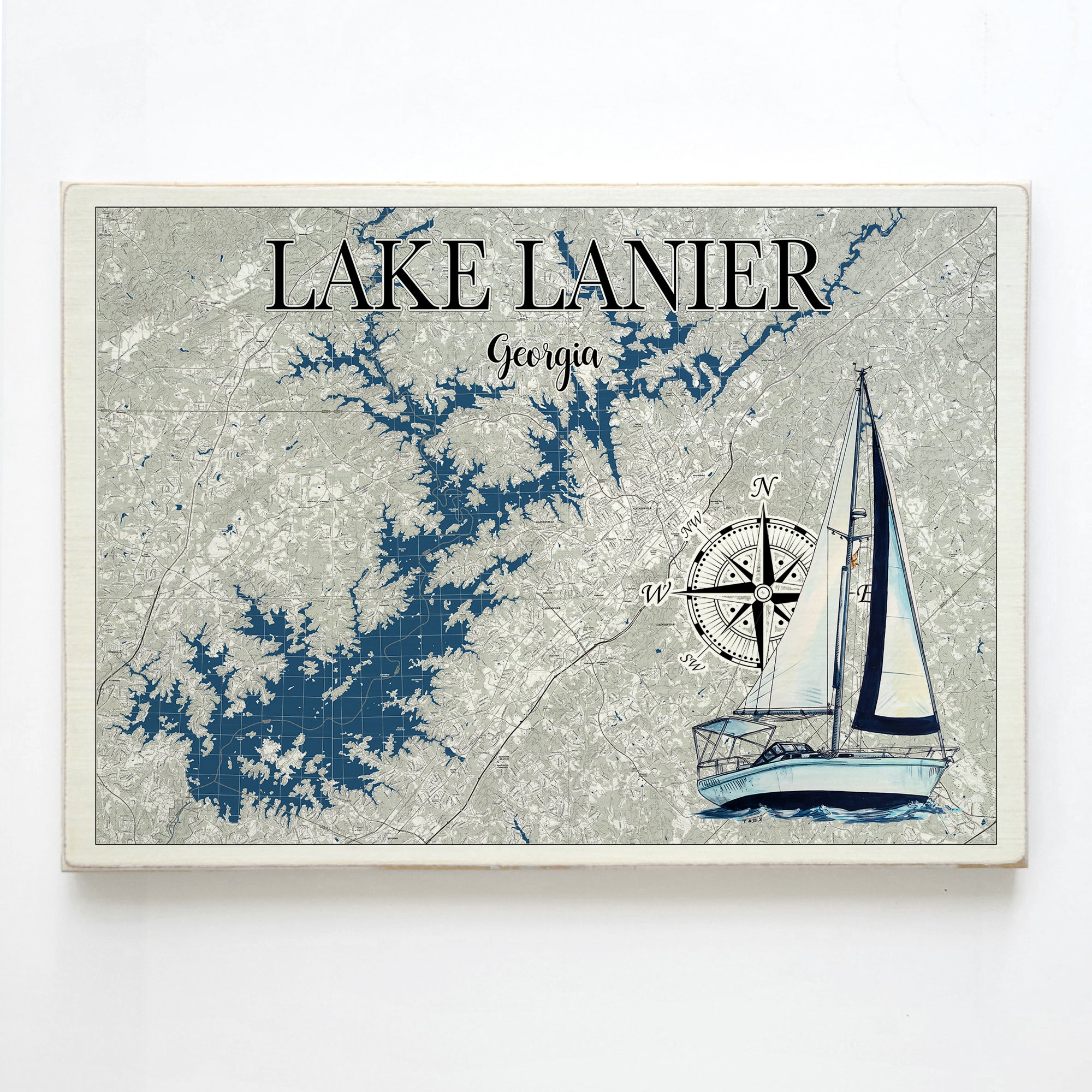 Lake Lanier, GA  Sailboat Plank Map