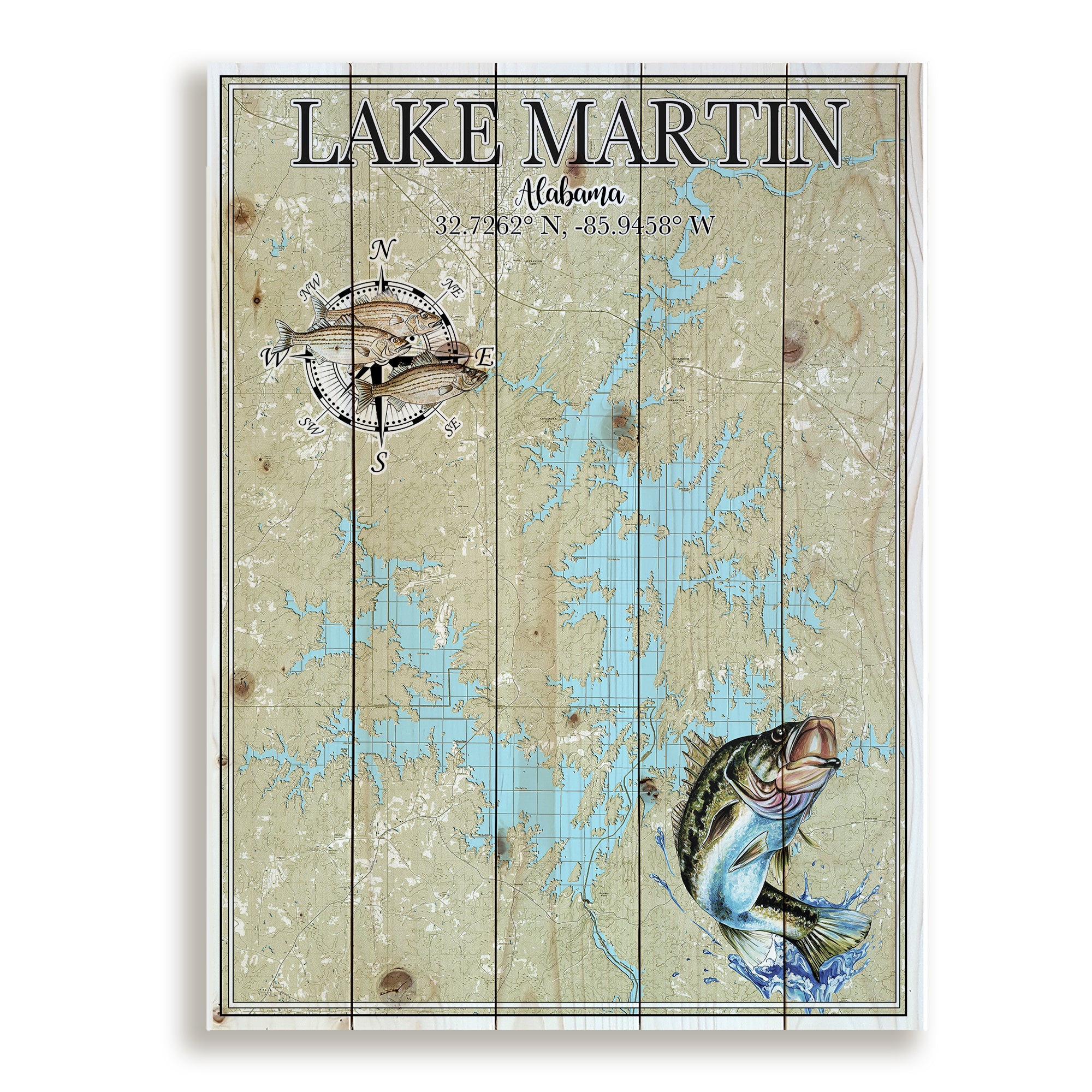 Lake Martin,  AL-Bass Pallet Map