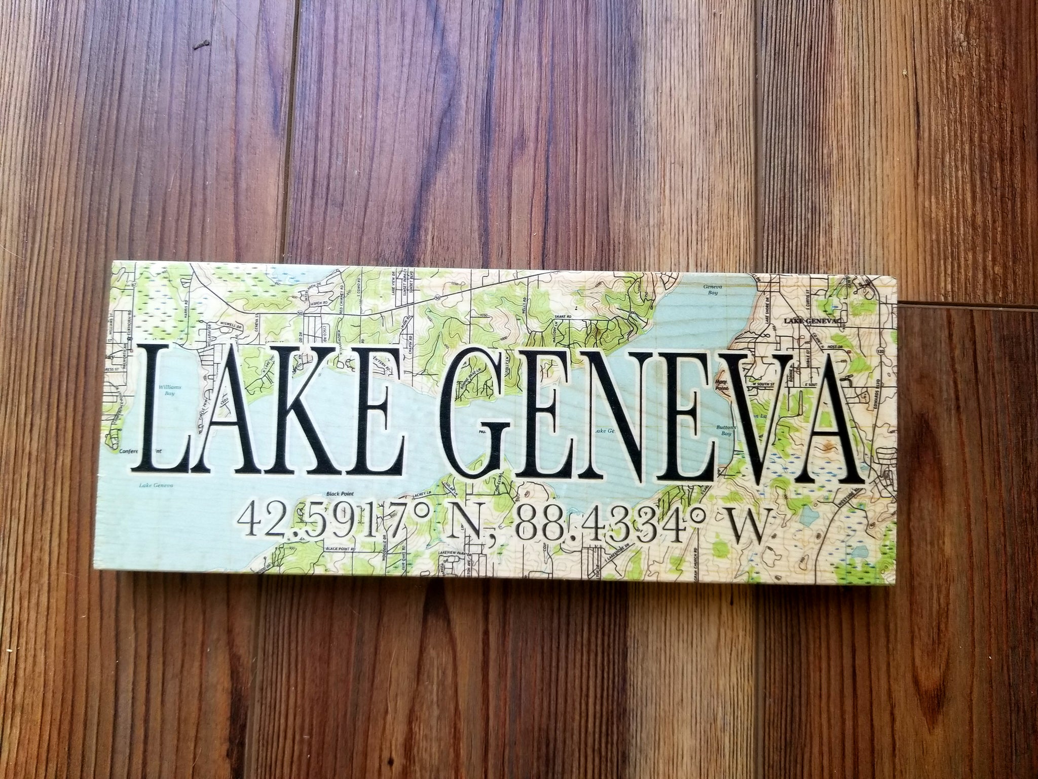 Lake Geneva, WI Mini Coordinate Sign