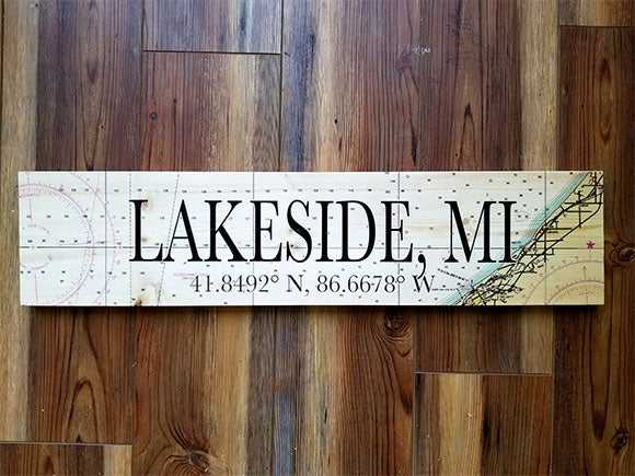 Lakeside, MI Coordinate Sign