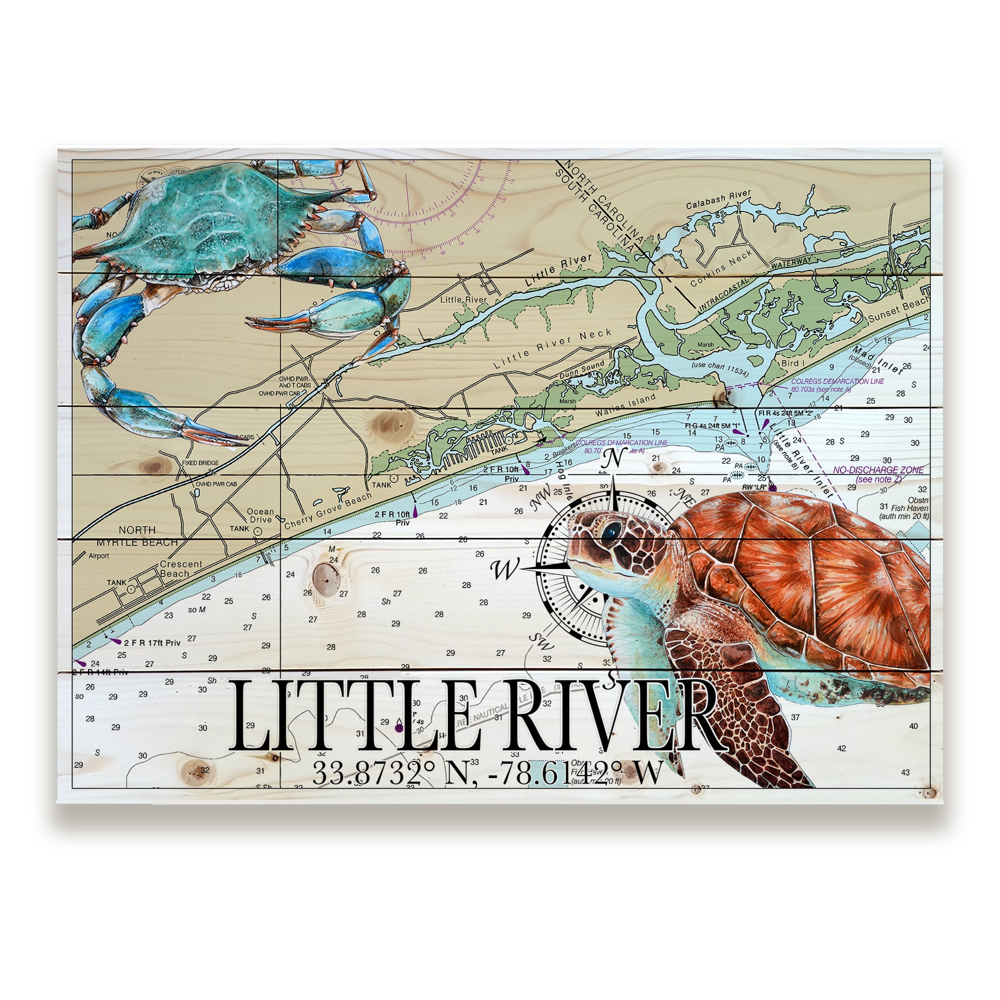 Little River, SC - Sea Turtle & Crab Pallet Map