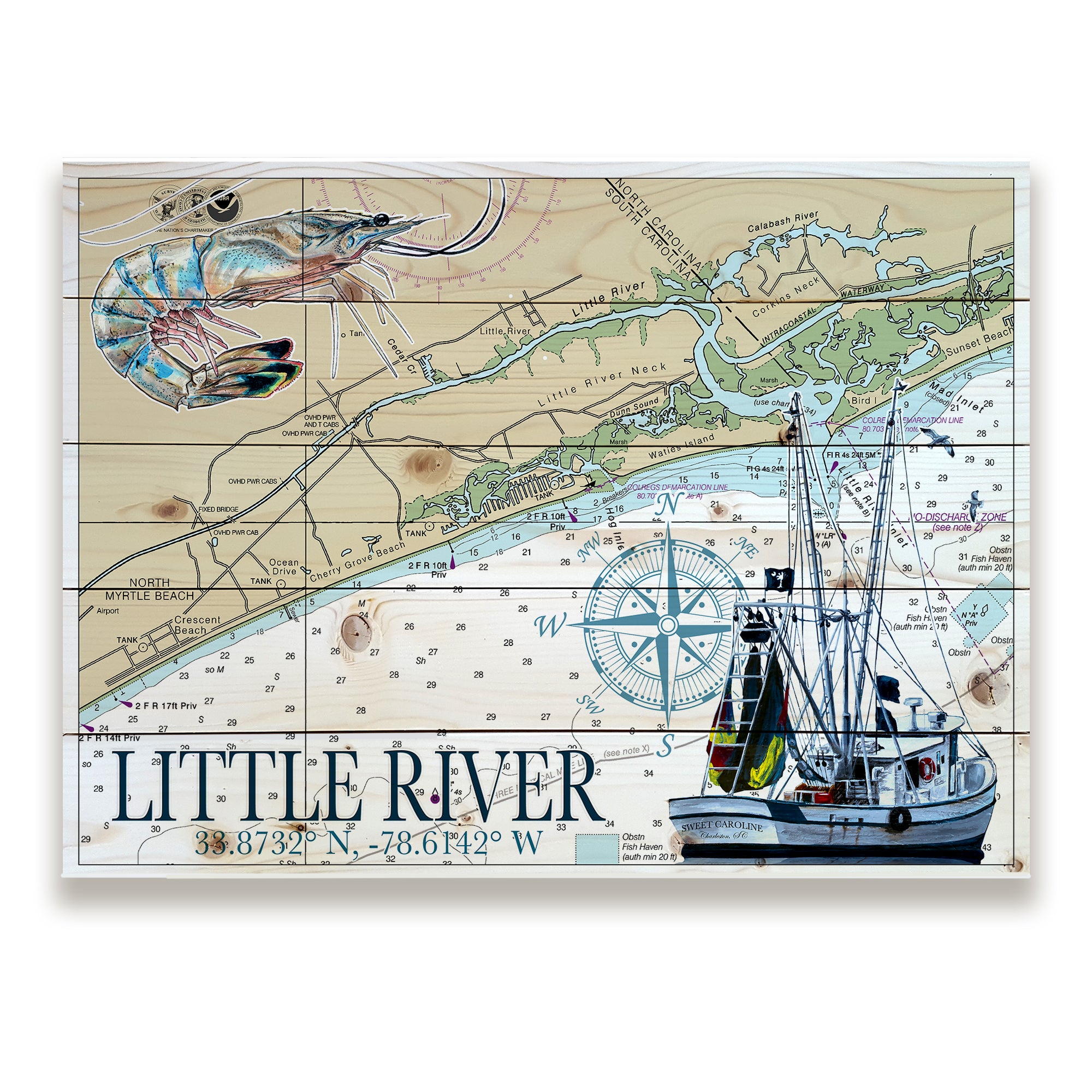 Little River, SC - Shrimp Boat Pallet Map