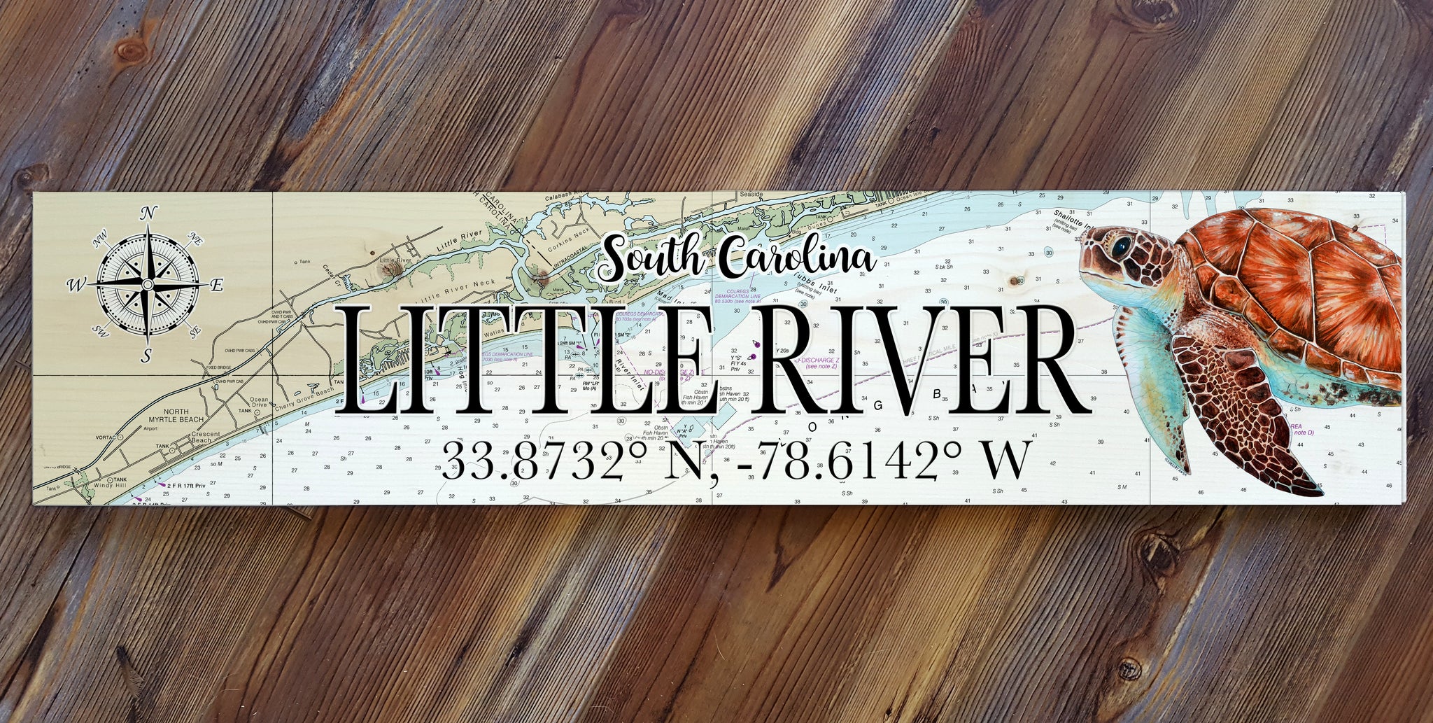 Little River, SC with Turtle Coordinate Sign