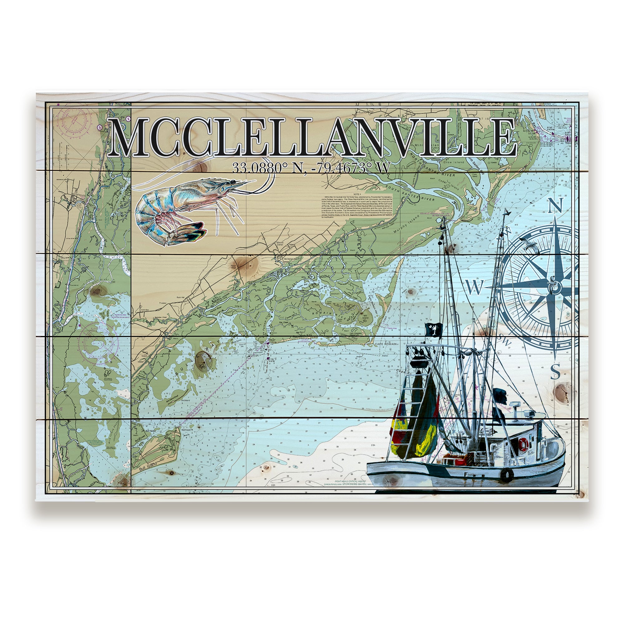 McClellanville, SC- Shrimpboat Pallet Map