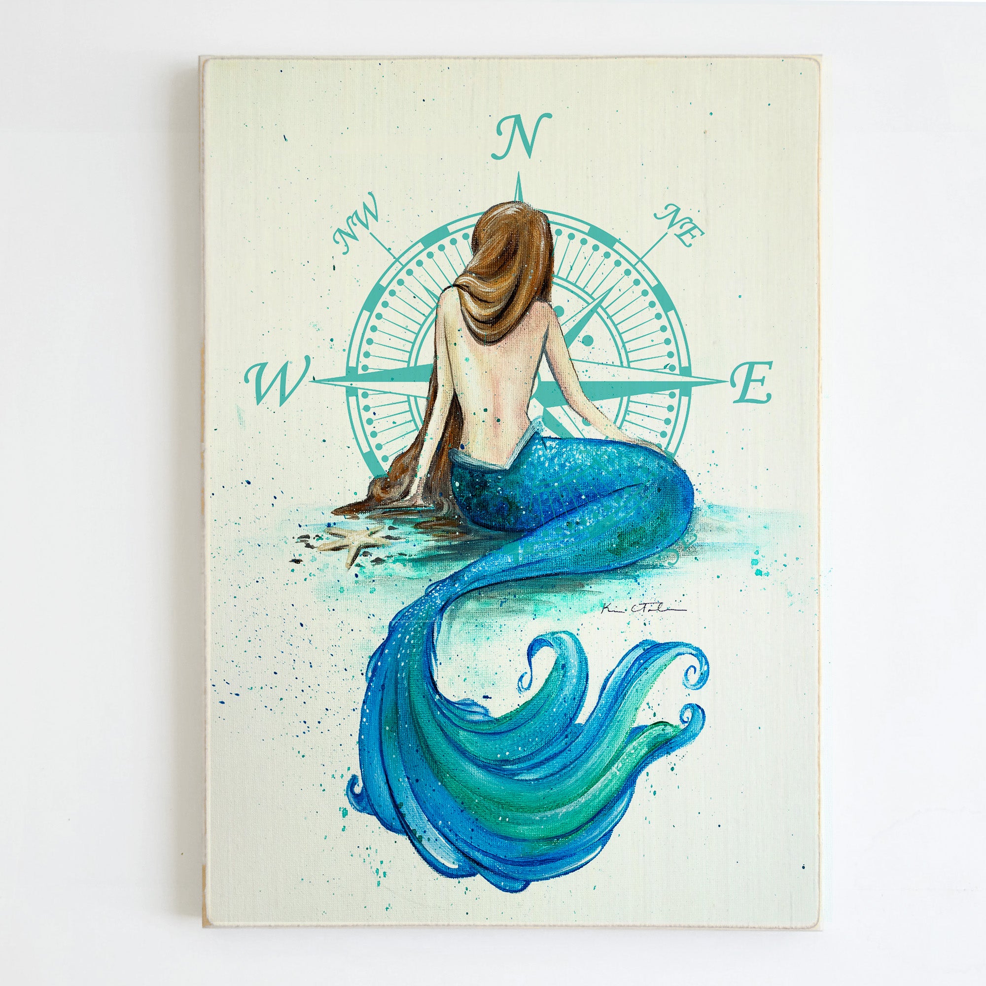 Mermaid 11x16" Mermaid Compass Artwork Plank