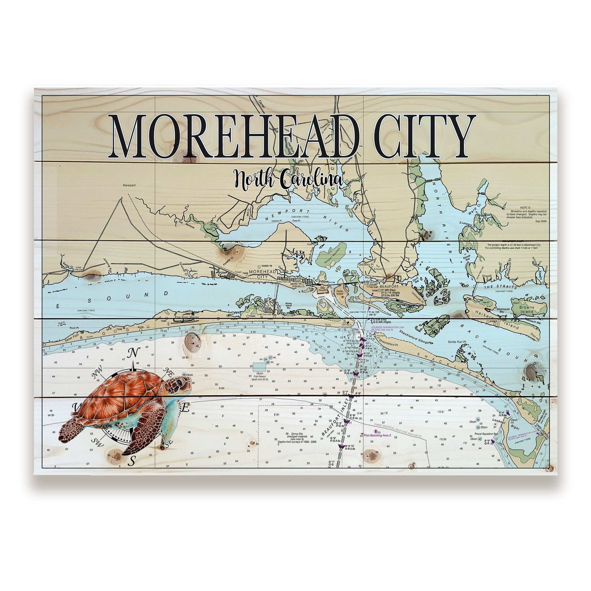 Morehead City, NC - Sea Turtle Pallet Map