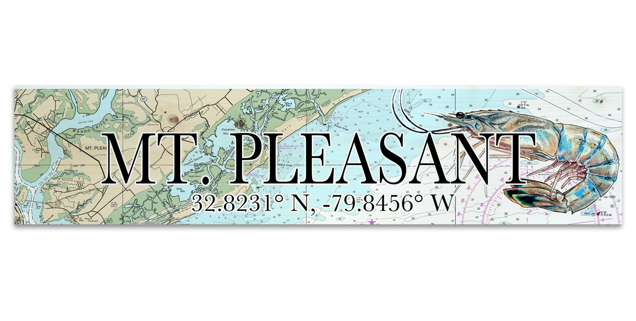 Mount Pleasant, SC Shrimp Coordinate Sign