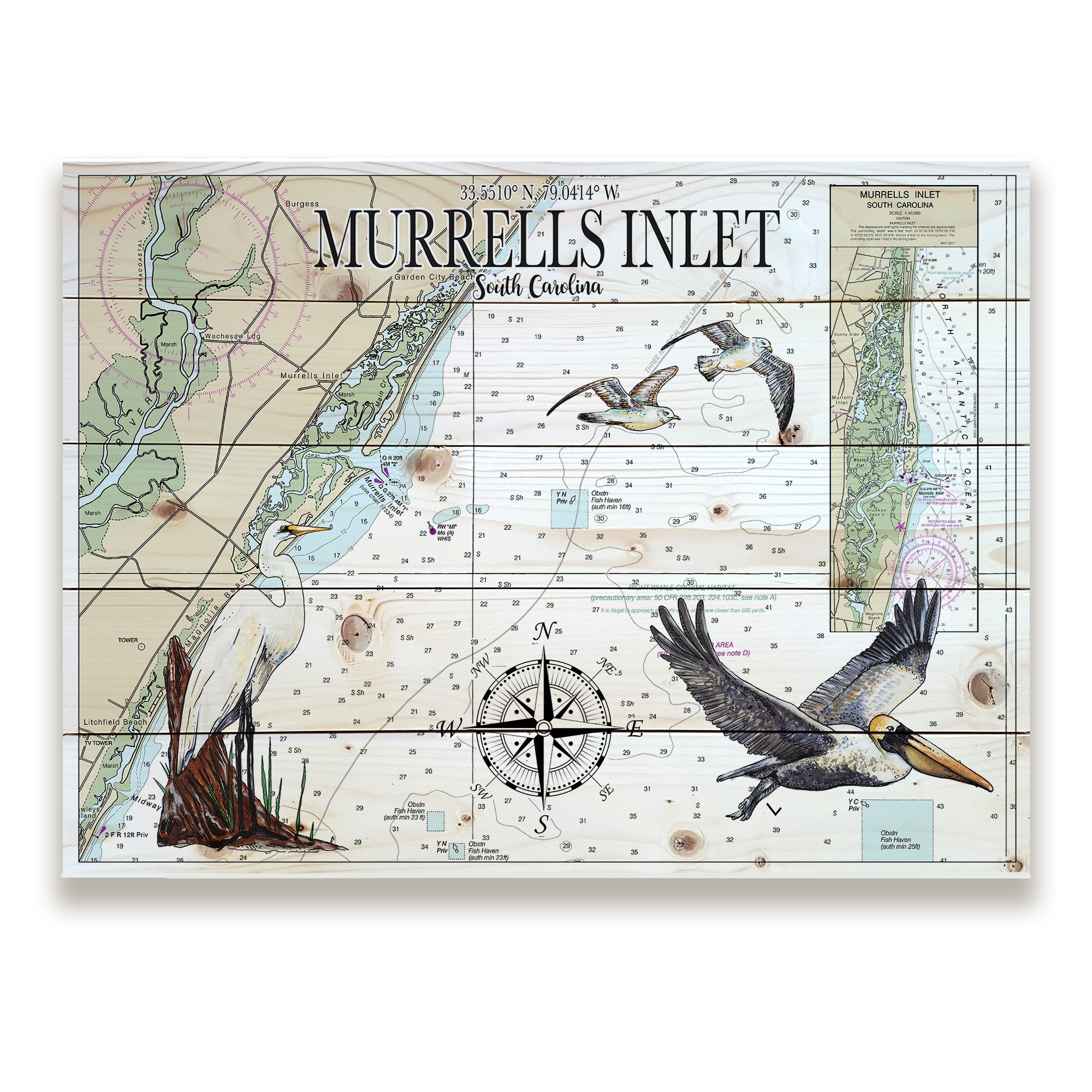 Inlet Sc Map Murrells Inlet, SC- Birds Pallet Map – MapMom