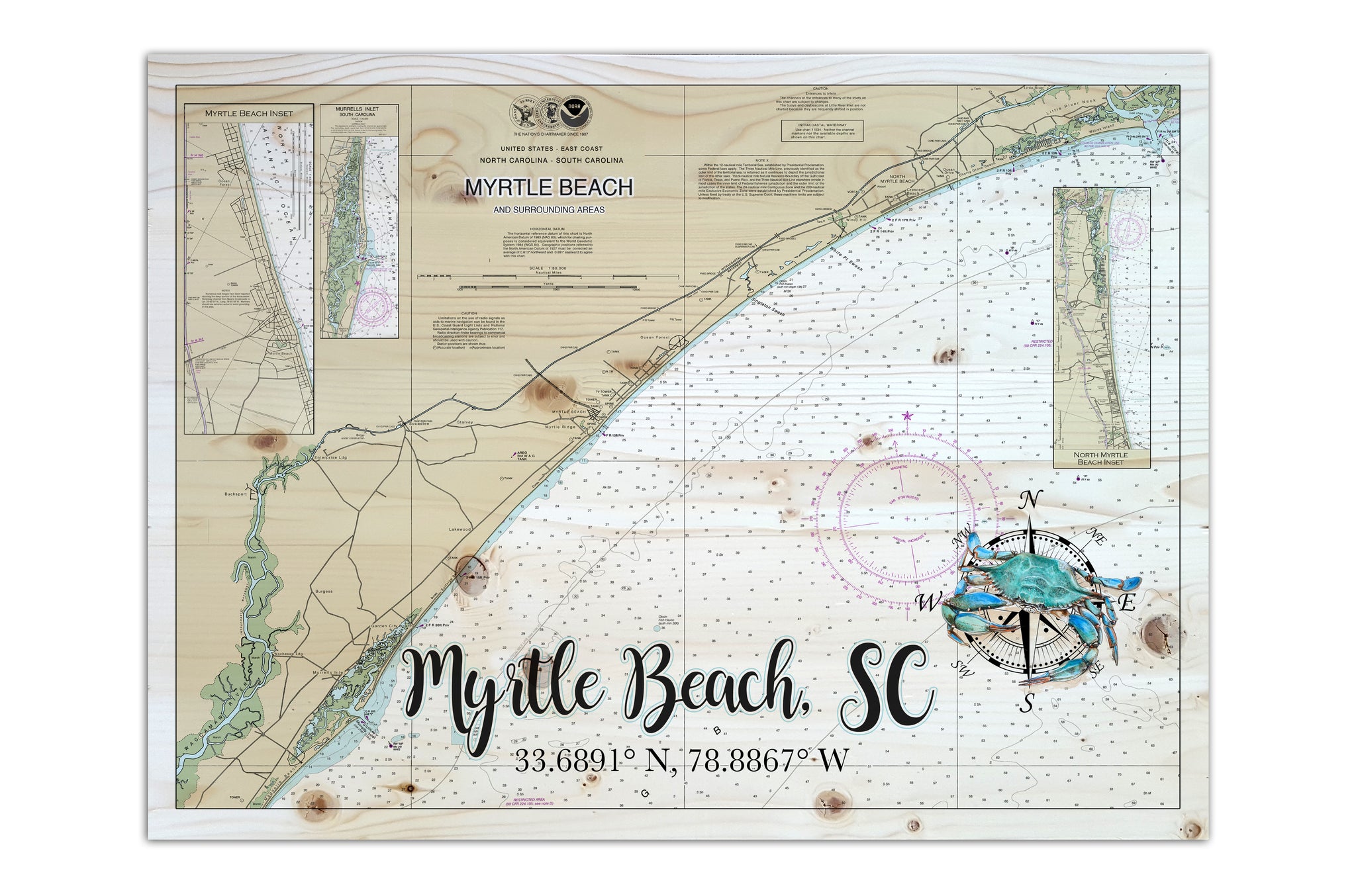 Myrtle Beach, SC with Crab Plank Map