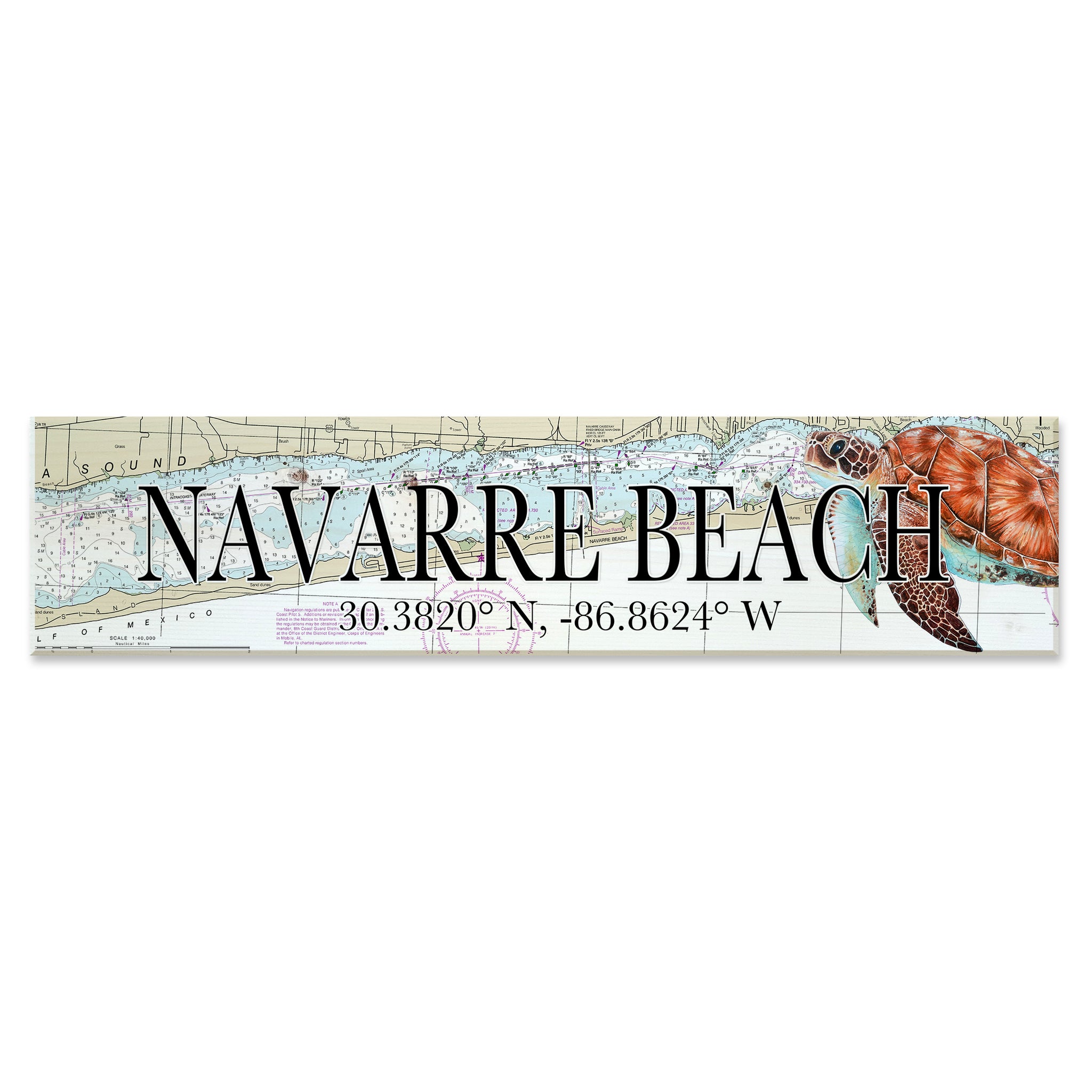 Navarre Beach, FL Sea Turtle Coordinate Sign