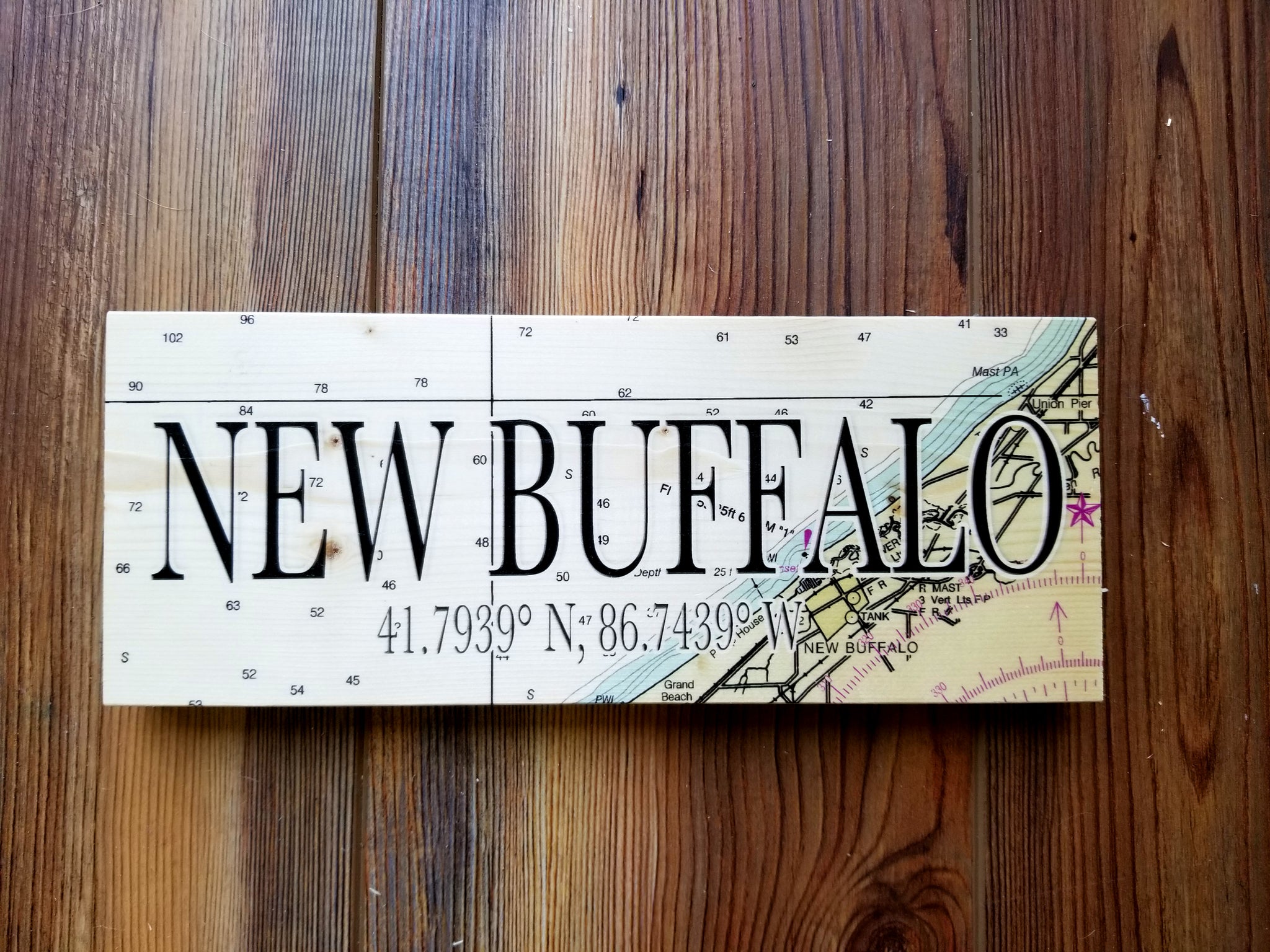 New Buffalo, MI Mini Coordinate Sign