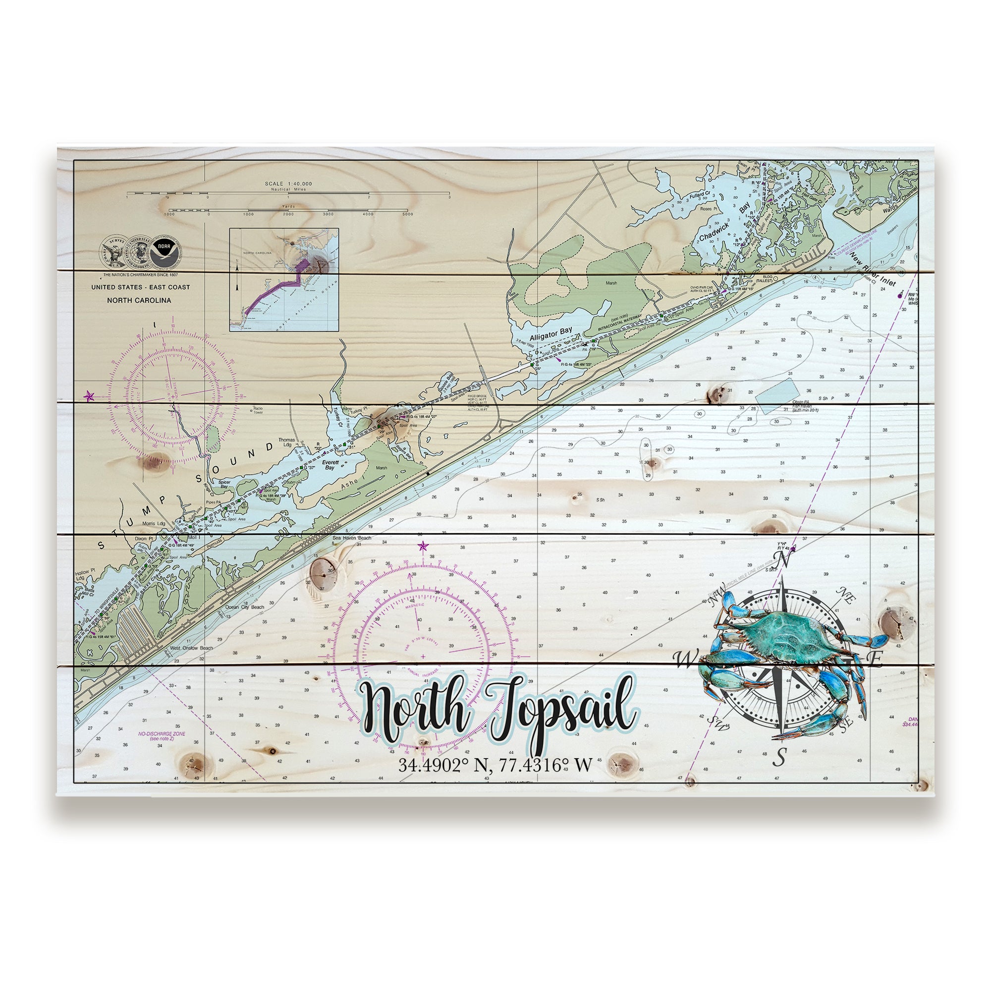 North Topsail, NC - Blue Crab Pallet Map