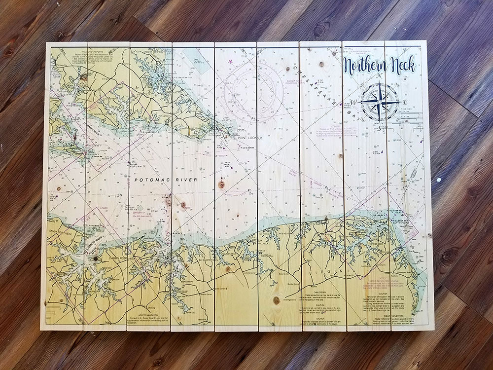 Northern Neck, VA Statement Sized Pallet Map