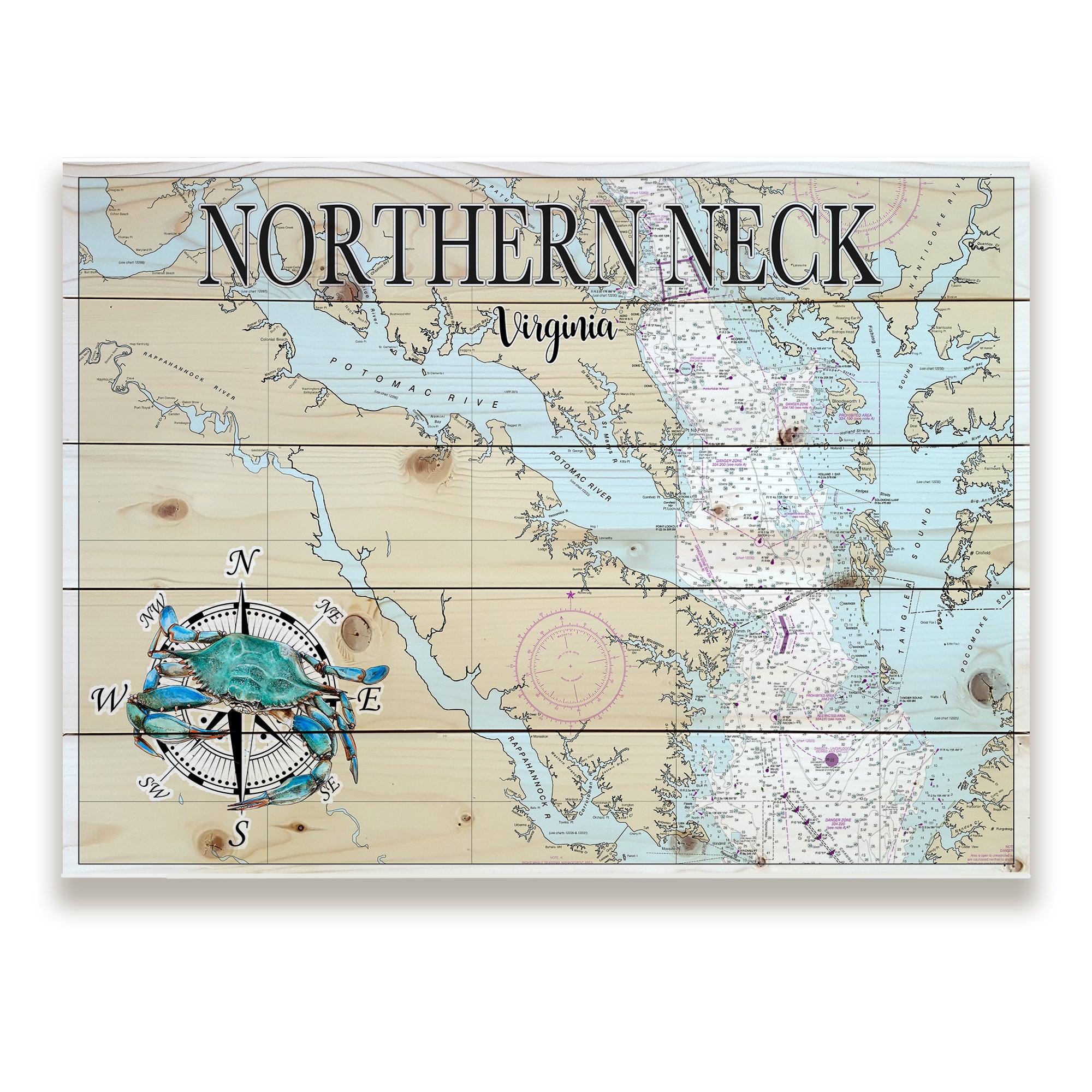 Northern Neck,  VA - Blue Crab Pallet Map