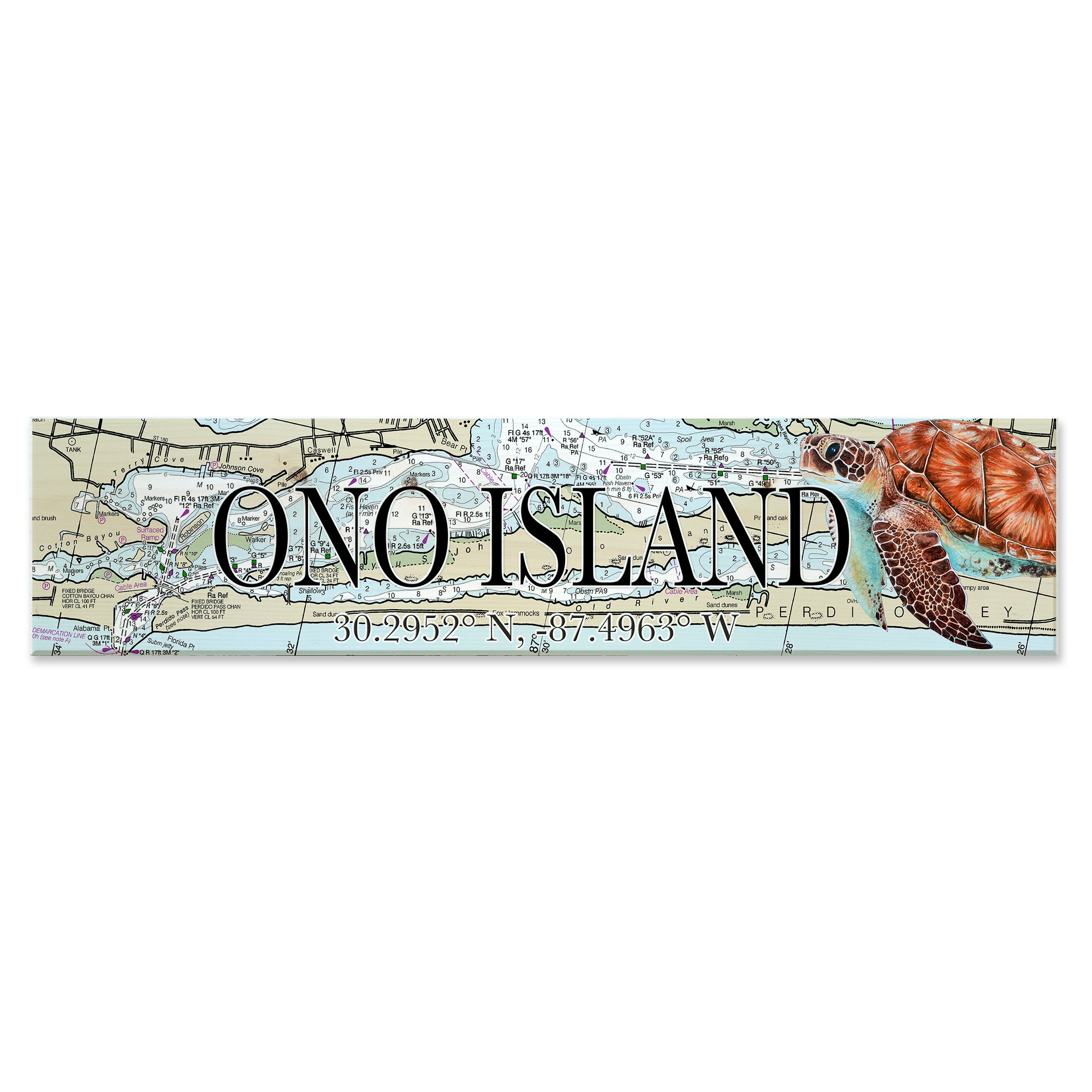 Ono Island, AL Sea Turtle Coordinate Sign – MapMom