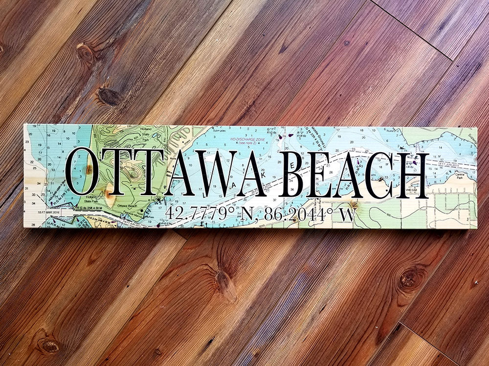 Ottawa Beach, MI Coordinate Sign