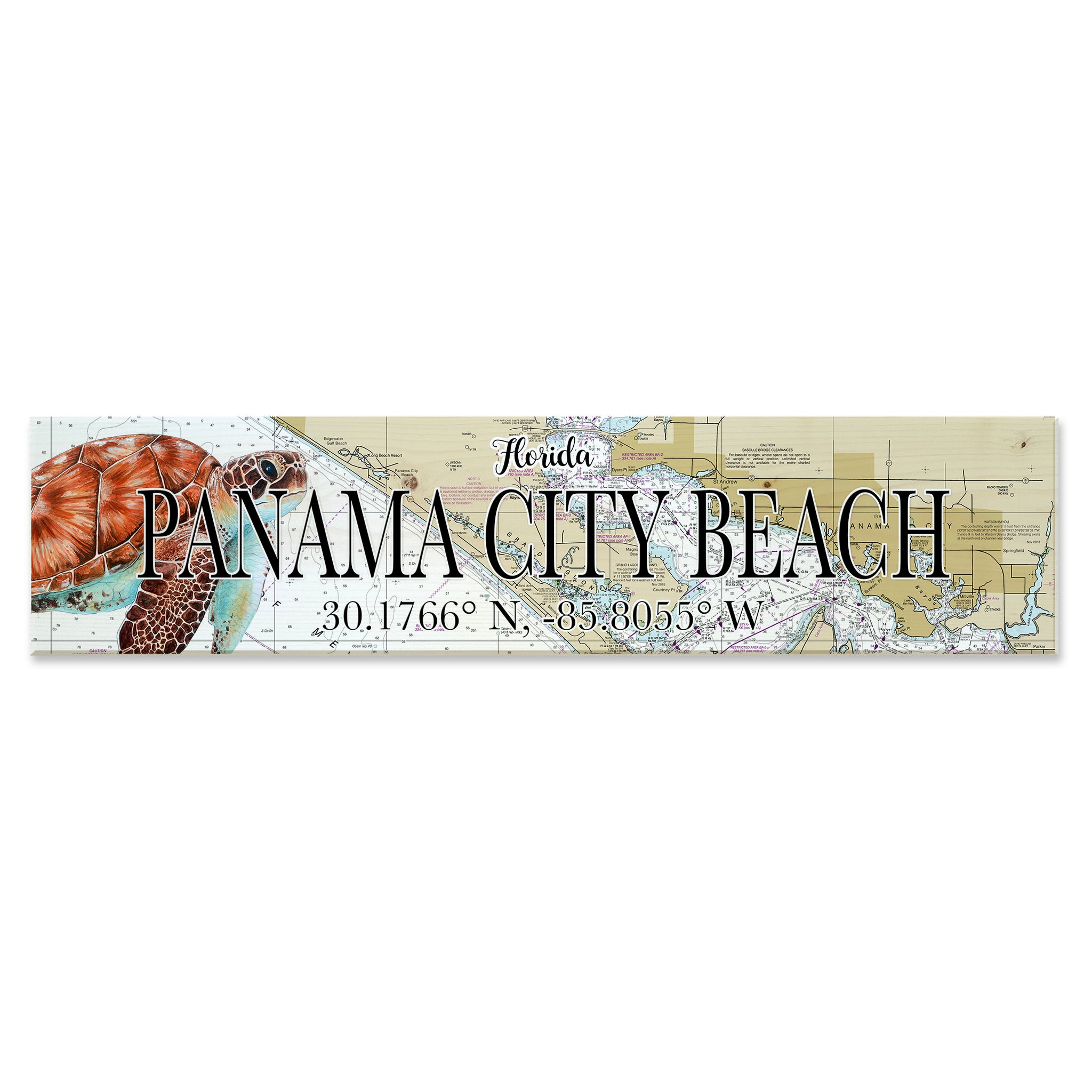 Panama City Beach, FL Sea Turtle Coordinate Sign
