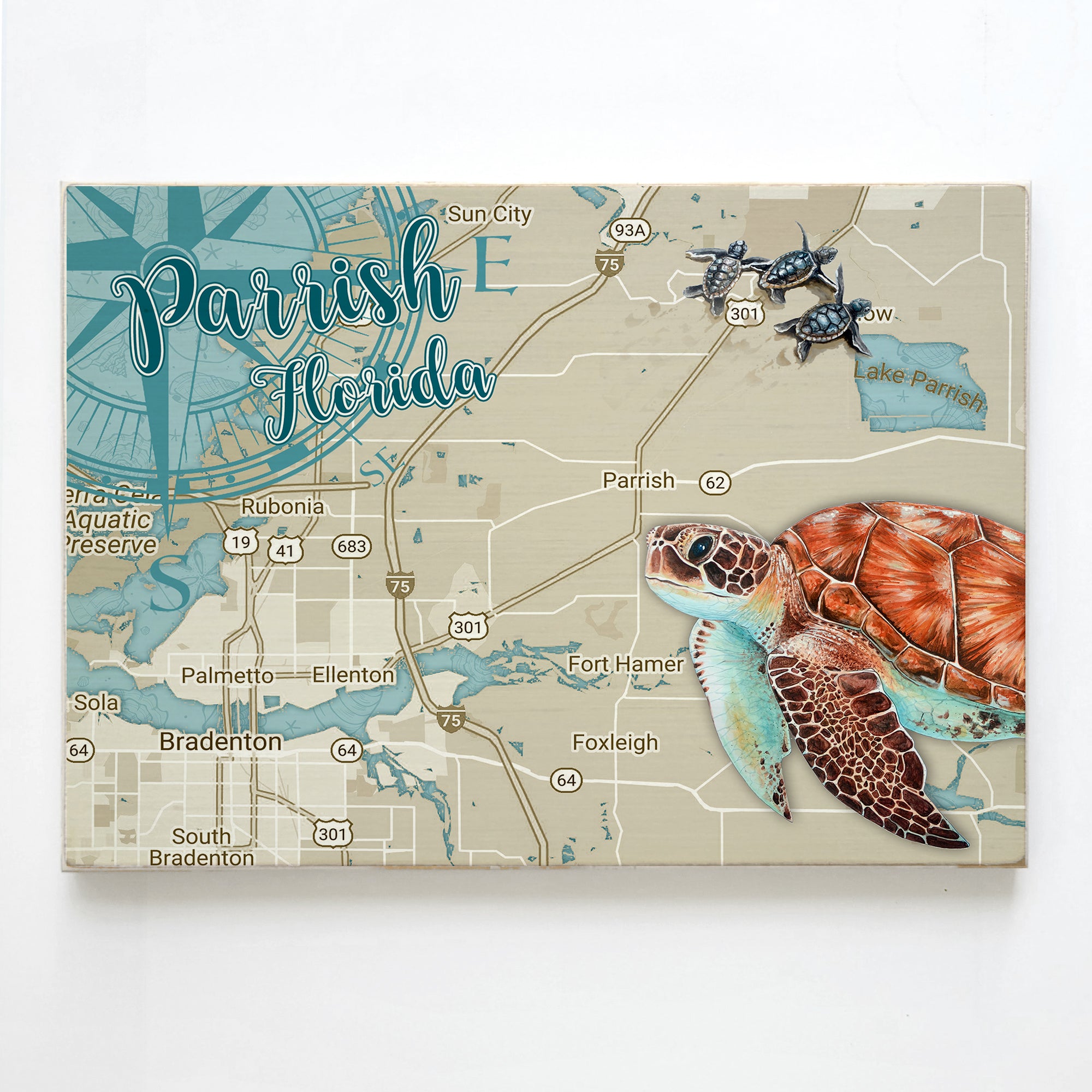 Parrish, FL   Sea Turtle Plank Map
