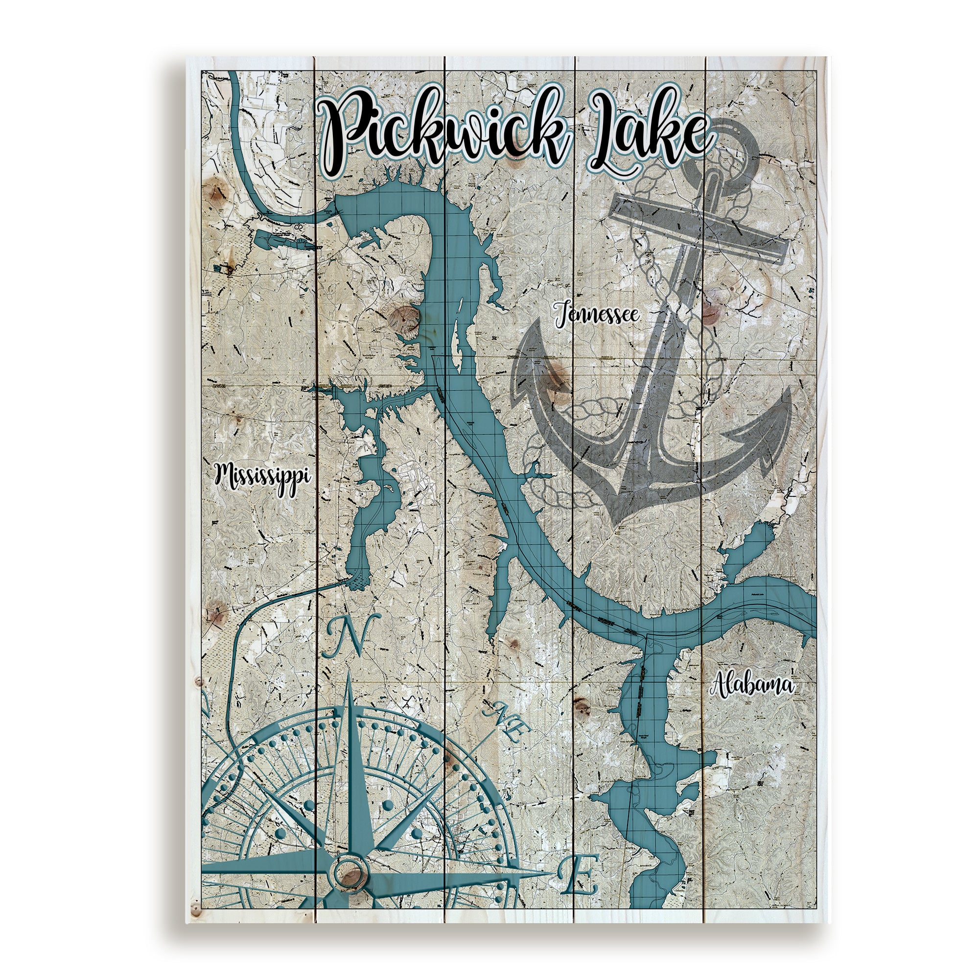 Pickwick Lake, Alabama -Anchor Pallet Map