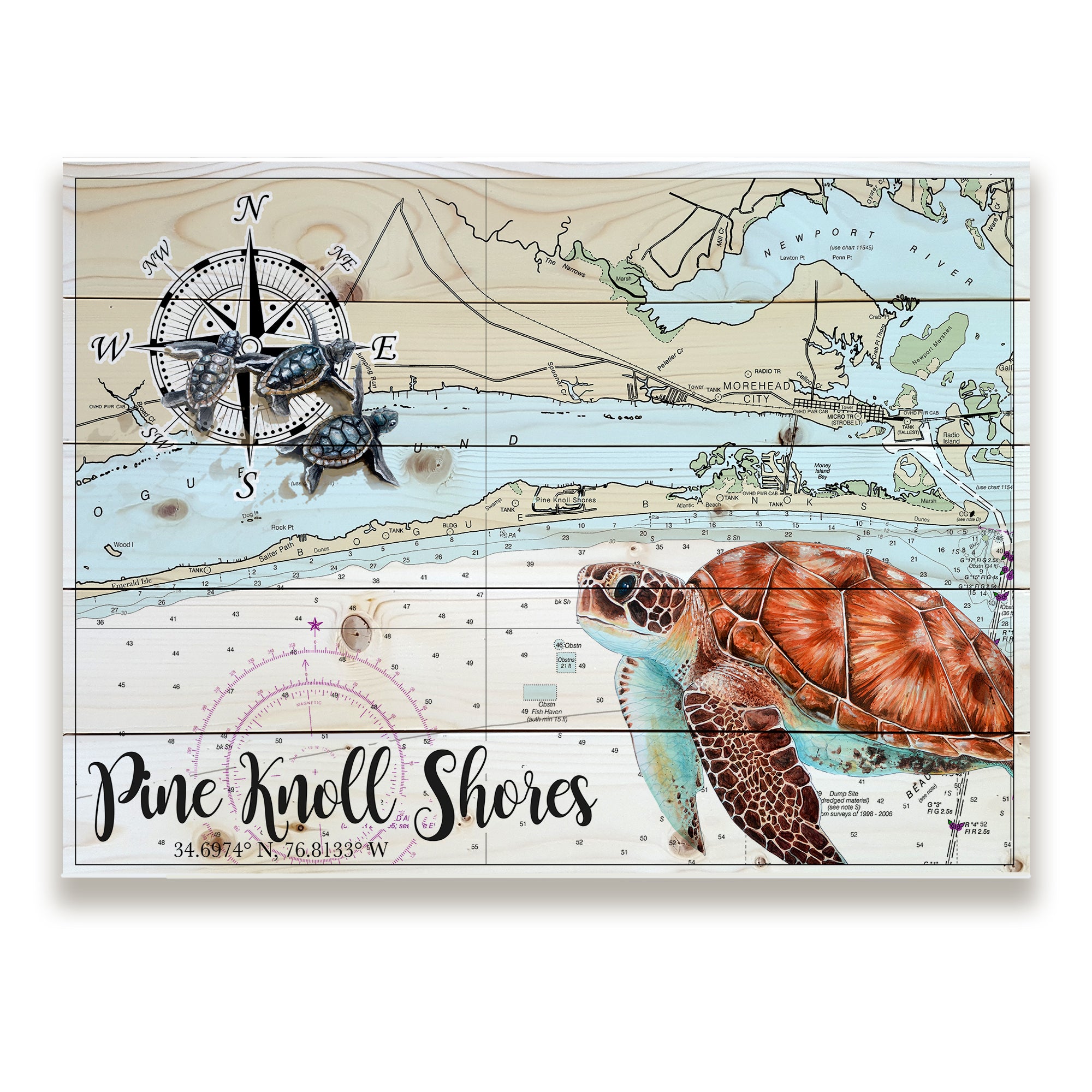 Pine Knoll Shores, NC - Sea Turtle Pallet Map