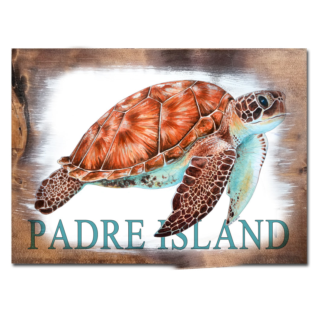 Wholesale 5x7 Wood Mini Art Sea Turtle-Custom Location