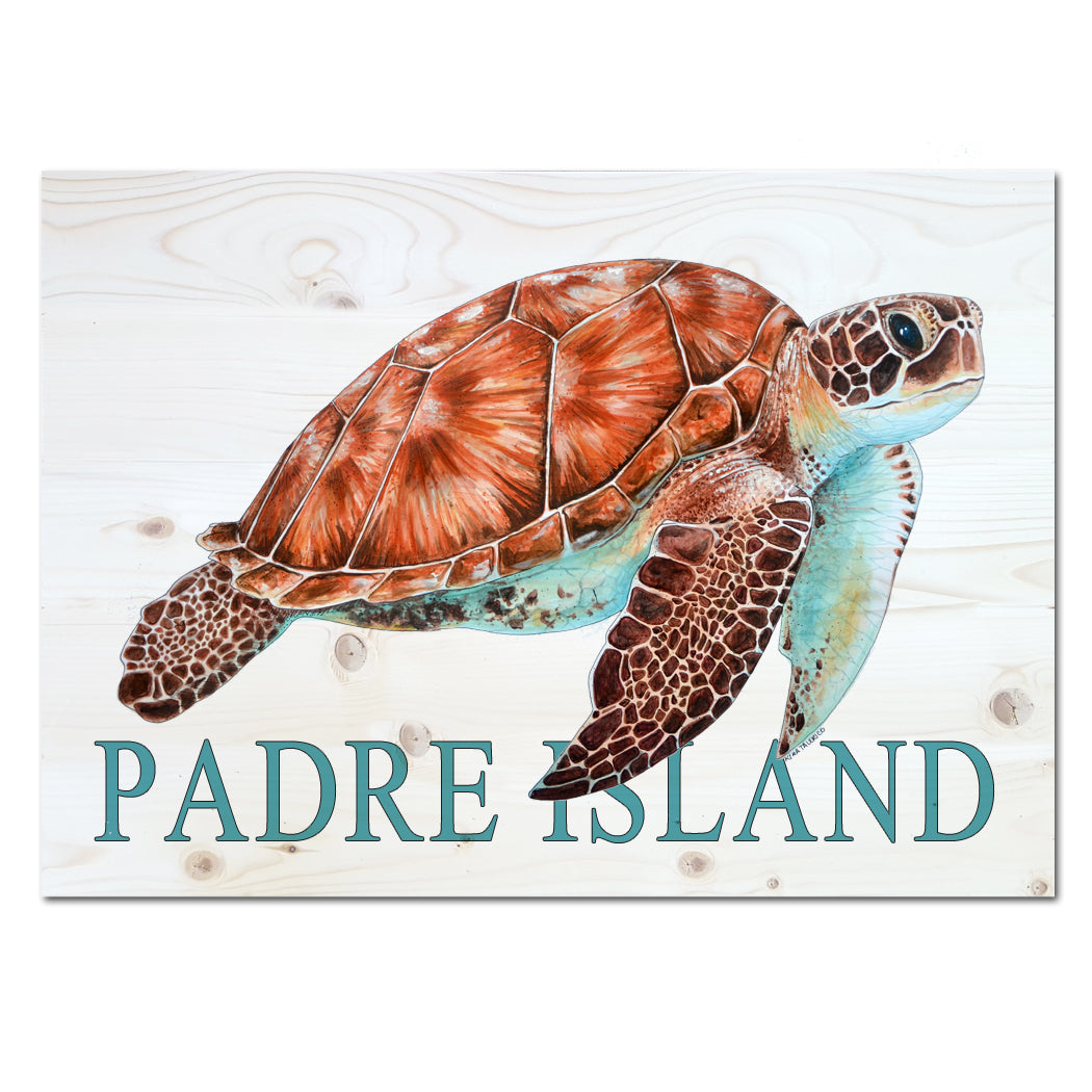 Wholesale 5x7 Wood Mini Art Sea Turtle-Custom Location